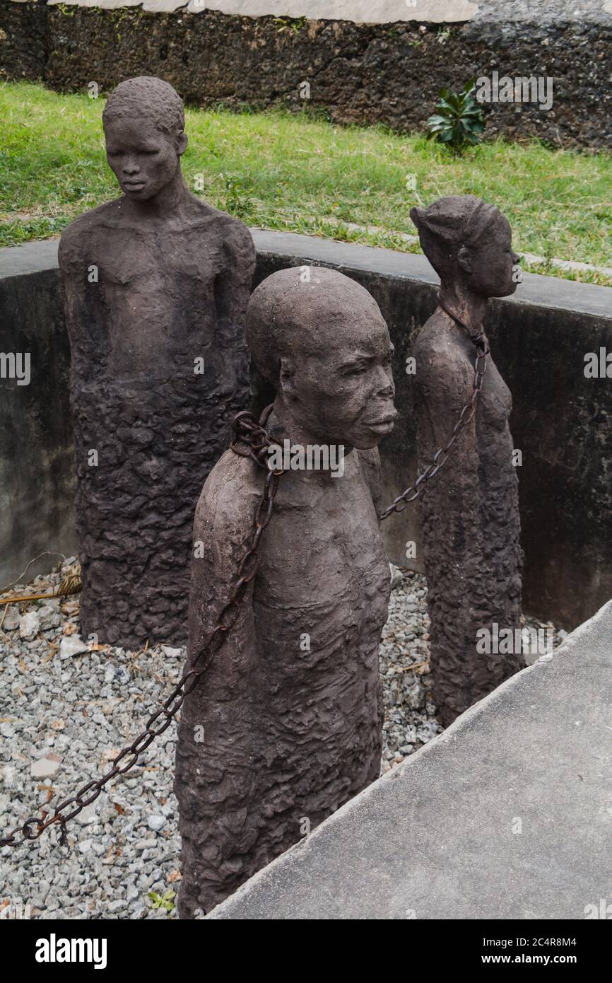A cemented chain at the Old Slave market in Stone Town Zanzibar