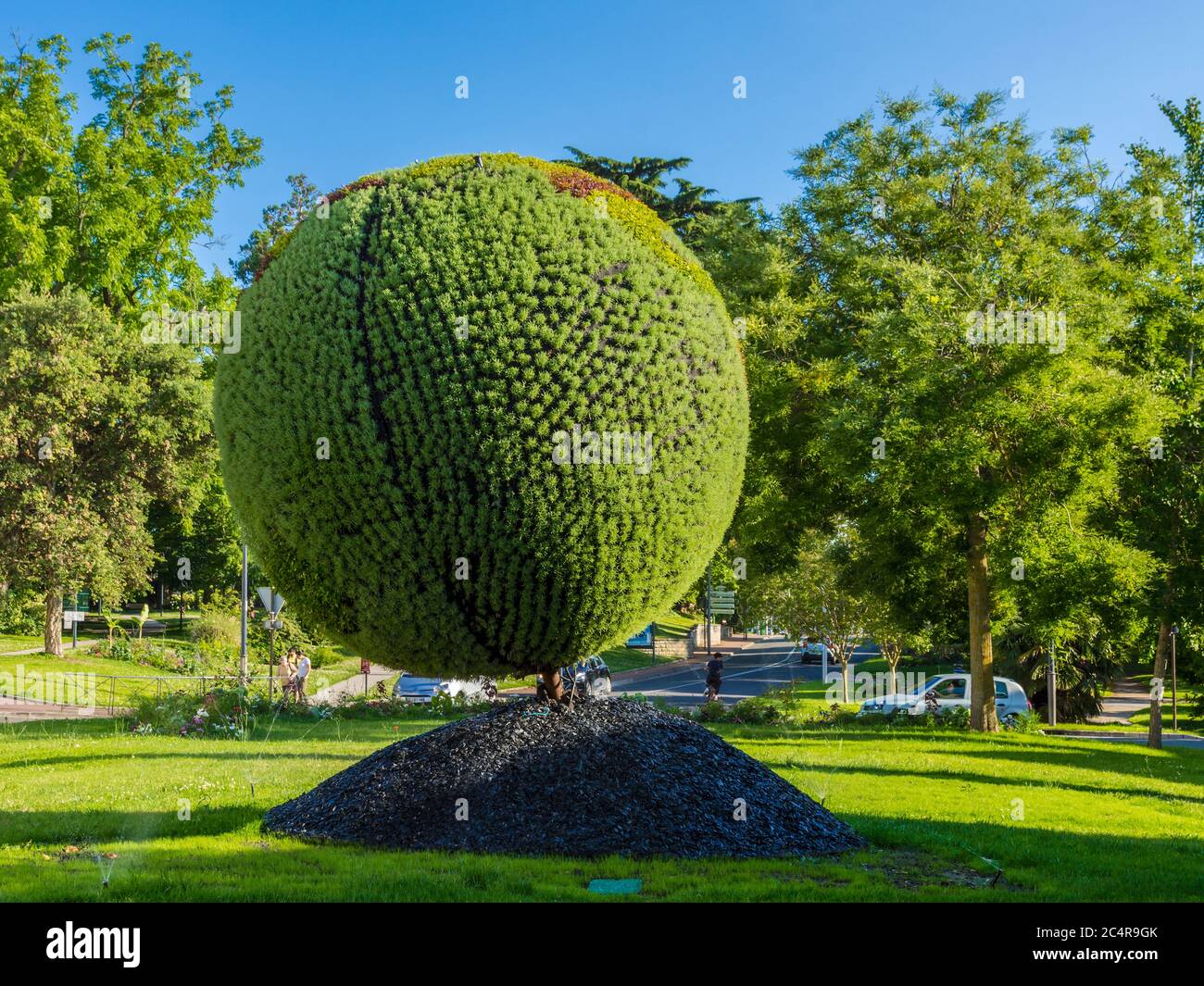 Thematic living plant display showing the Earth - Chatellerault, Vienne (86), France. Stock Photo