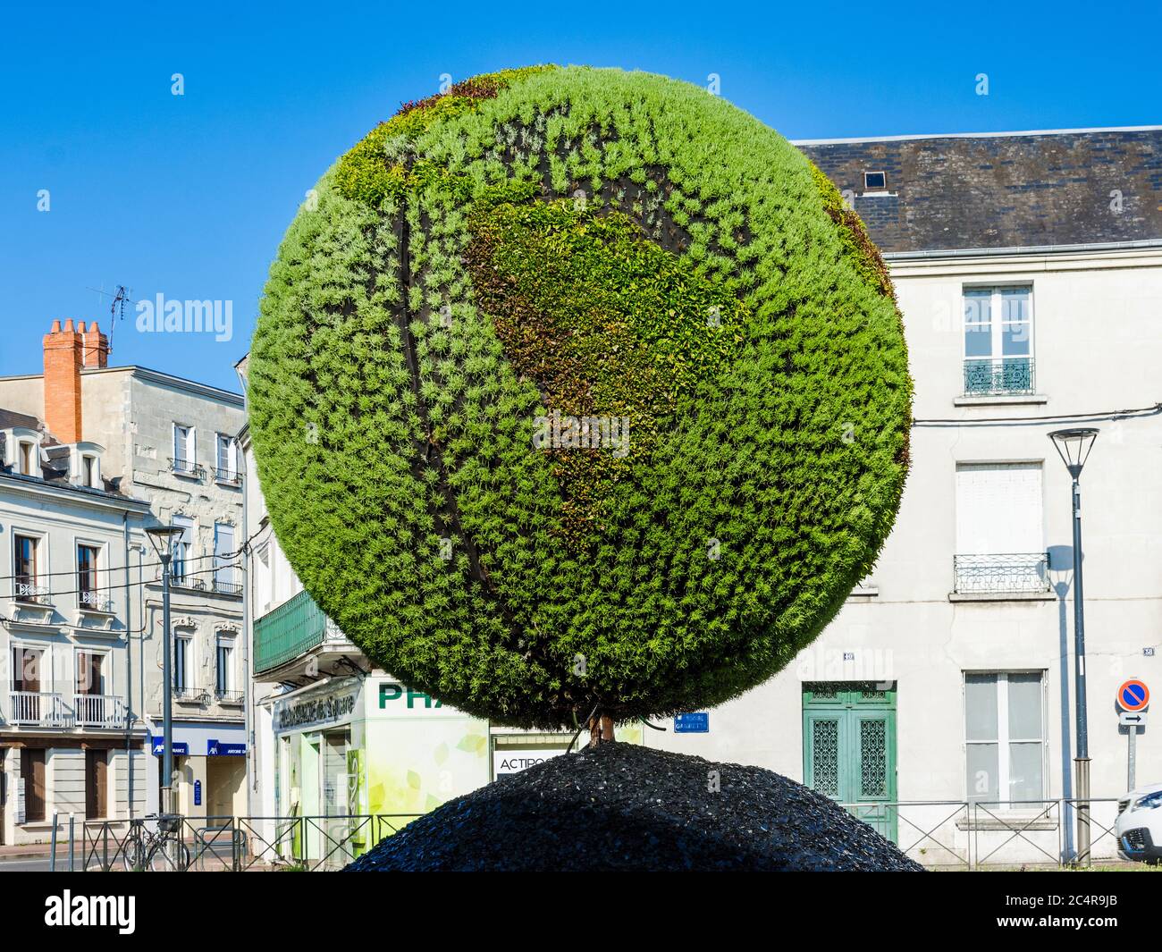 Thematic living plant display showing the Earth - Chatellerault, Vienne (86), France. Stock Photo