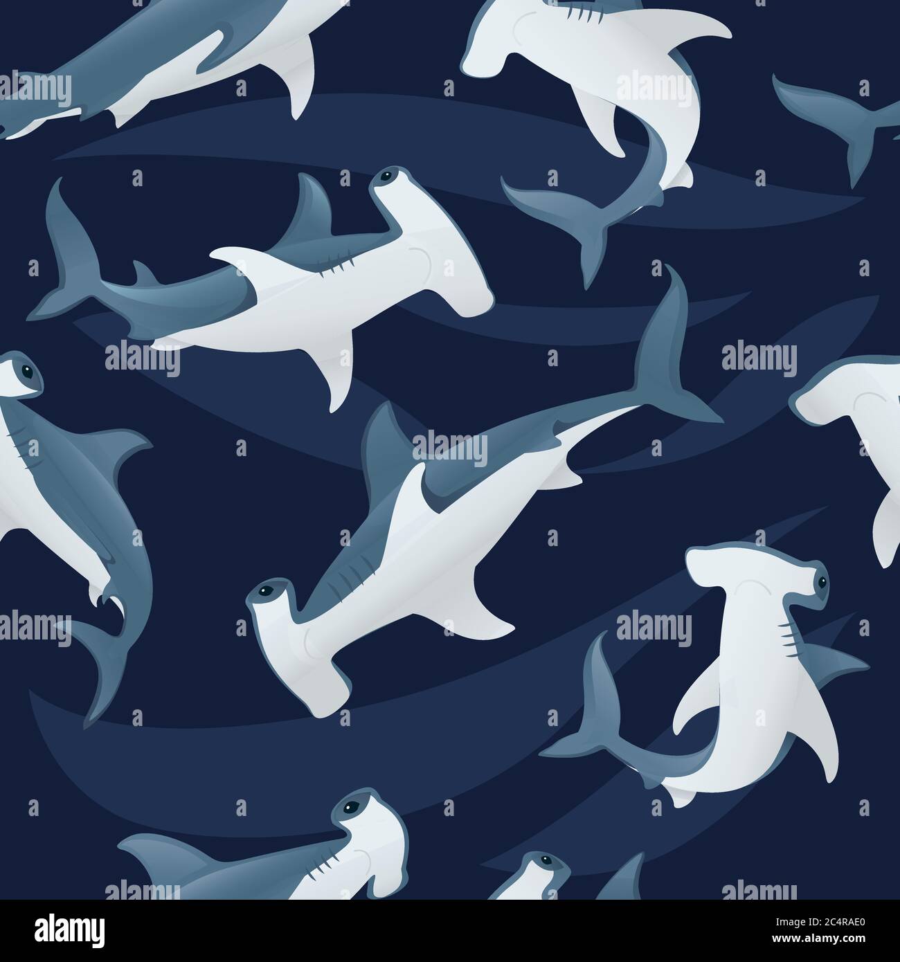 Seamless pattern of hammerhead shark underwater giant animal simple cartoon  character design flat vector illustration on dark blue background Stock  Vector Image & Art - Alamy