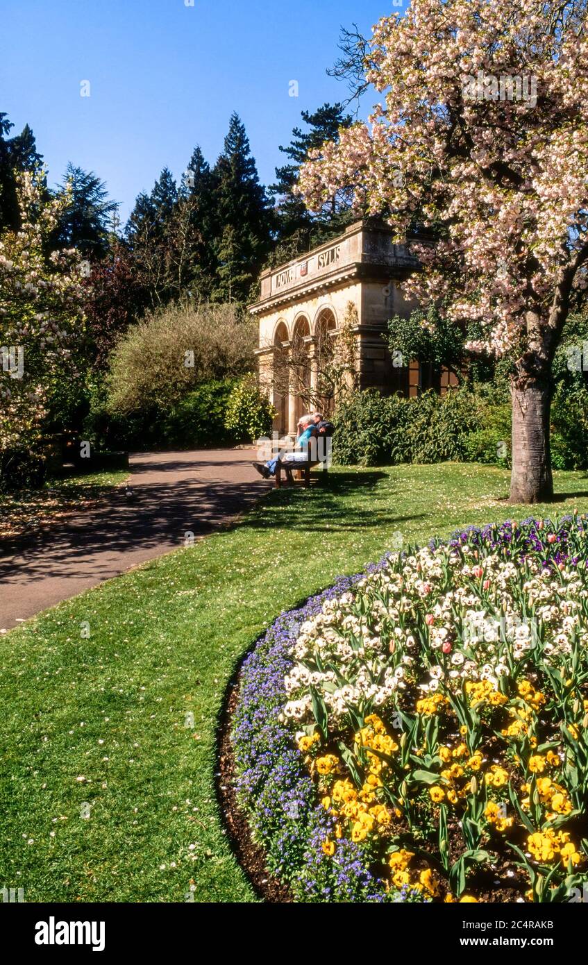 Blossom, lawns and flower beds in Spring the Botanical Gardens, Royal