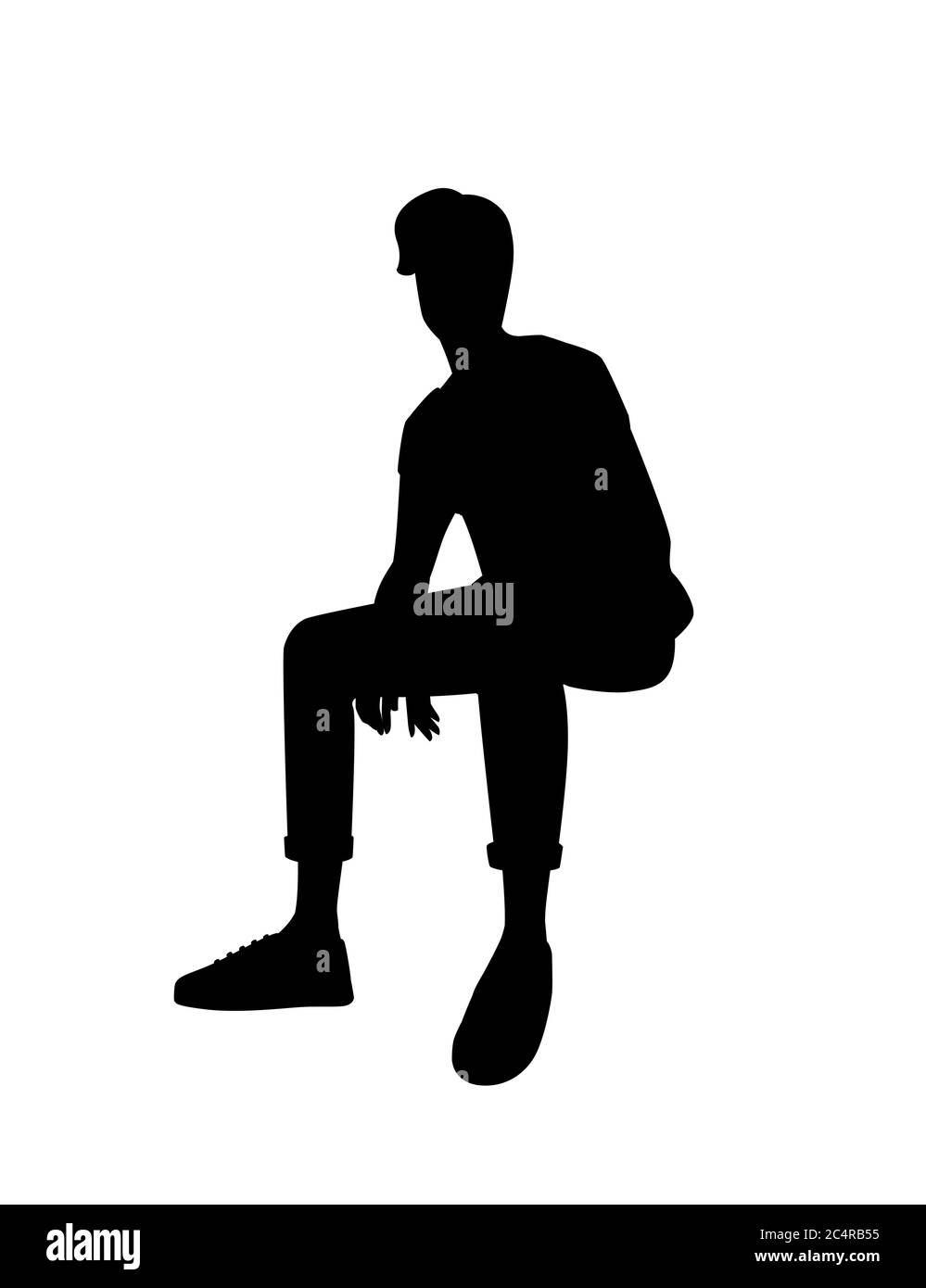 Cute young man in casual clothes in sitting pose fashion male model cartoon character design flat vector illustration isolated on white background Stock Vector