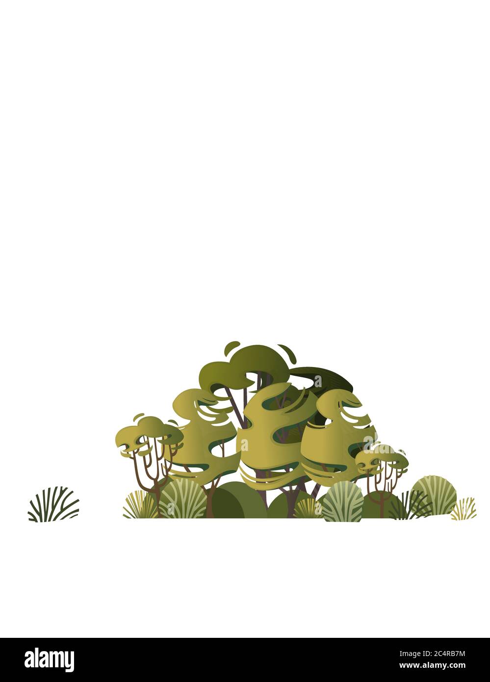 Green vegetation bushes grass and trees flat vector illustration on ...