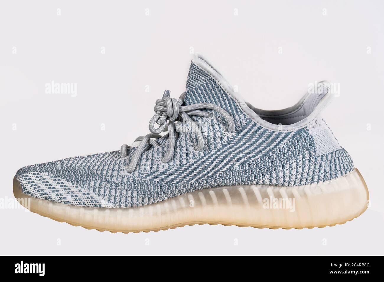 Moscow, Russia - June 2020 : Adidas Yeezy Boost 350 V2 Cloud White - Famous  Limited Collection Fashion Sneakers by Kanye West and Adidas Collaboration,  Trendy Sport Shoes Stock Photo - Alamy