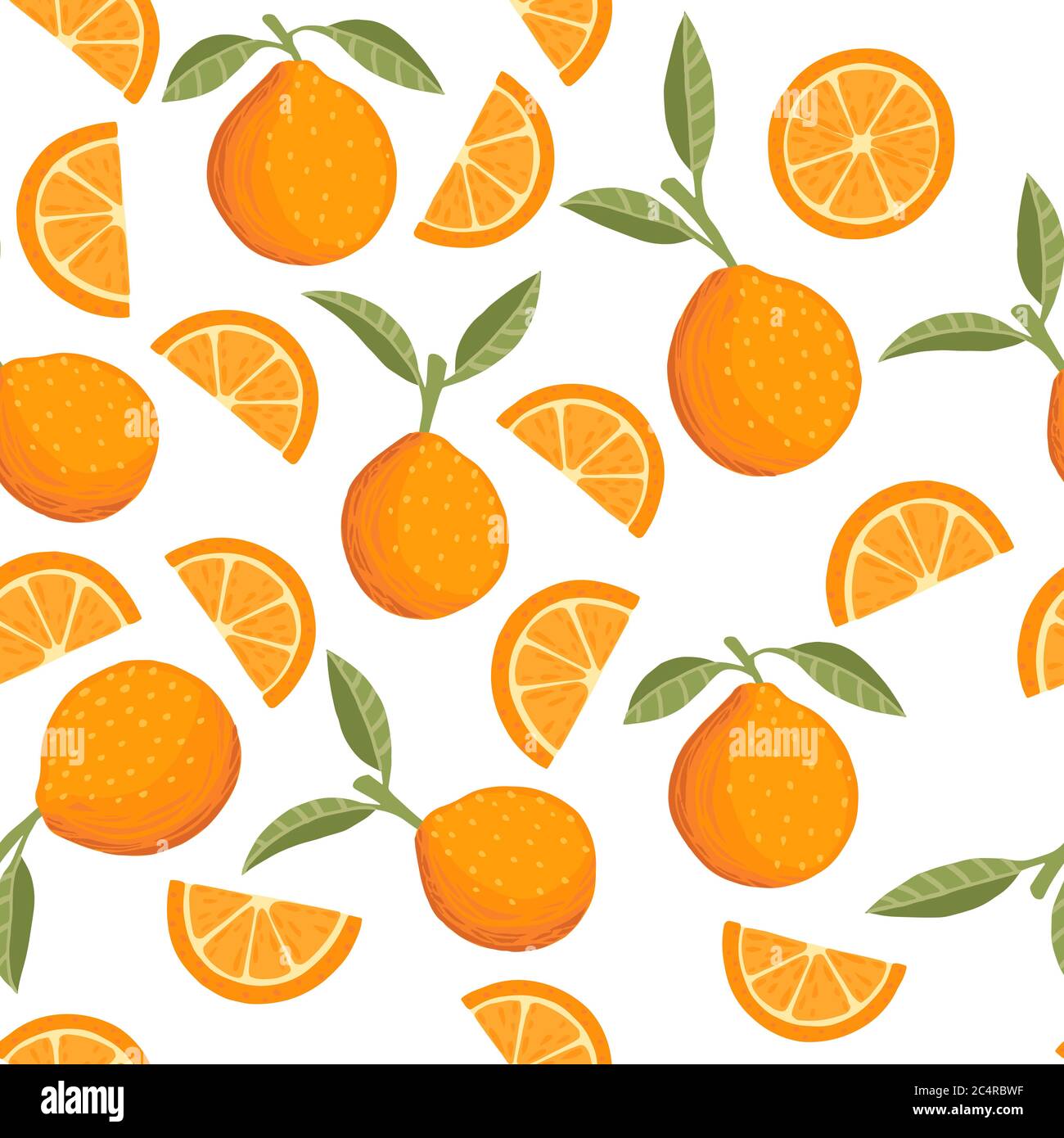 Seamless pattern of orange citrus yellow fruit whole halved and sliced ...