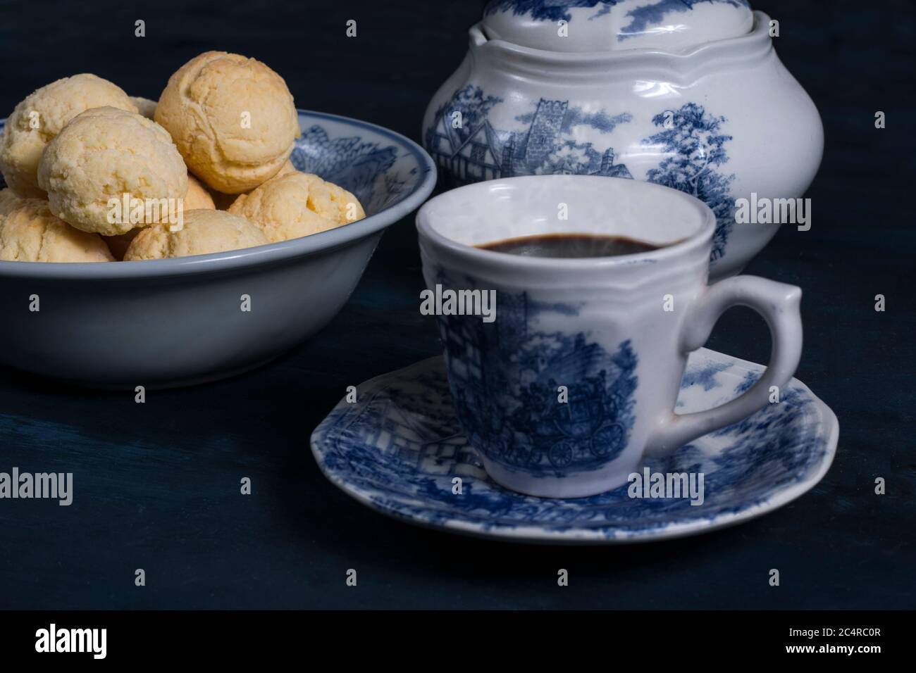 A cup of coffee with a traditional paraguayan snack. Paraguay. Stock Photo