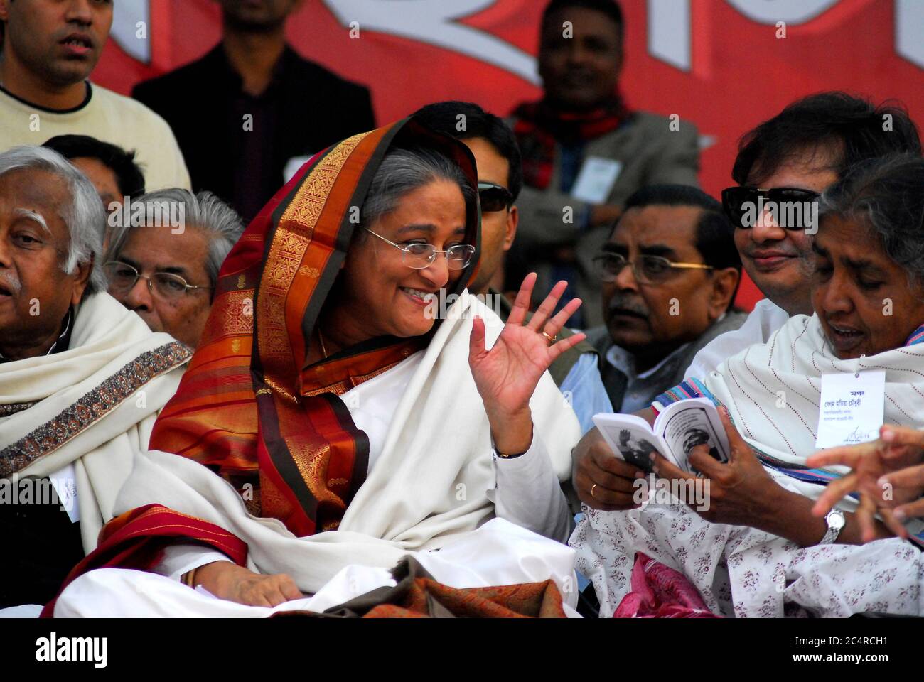 Awami League chief Sheikh Hasina announced a serious of tough protest programe from a rally organized by 14 party alliances. Former presidents HM Ershad and Badruddoza Chowdhury joined the rally, timed to mark the homecoming of independence leader Sheikh Mujibur Rahman from Pakistan in ‘72. Dhaka, Bangladesh, January 10 2007.. Stock Photo