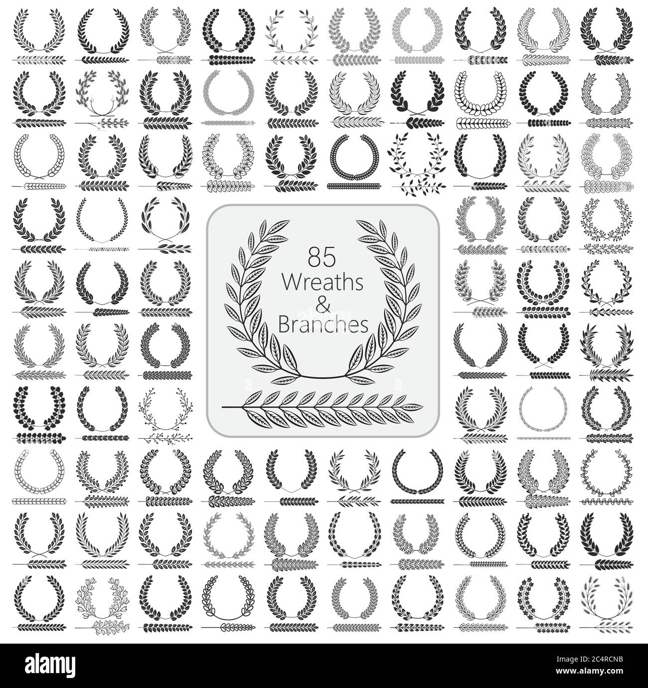 Set Of 85 Wreaths And Branches Vector Illustration Laurel Wreaths