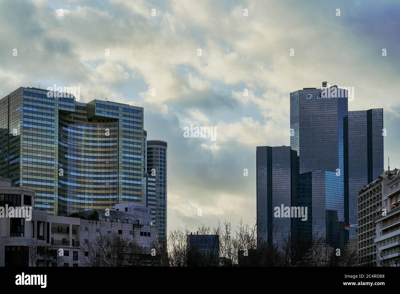 KPMG and Total headquarters, skyscrapers and office buildings in La Defense business district, Paris Stock Photo