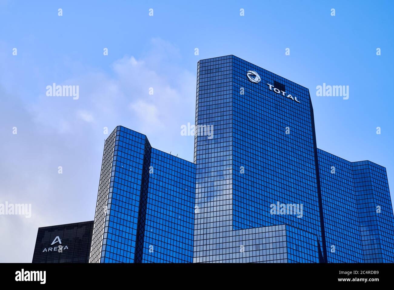 TOTAL headquarters, skyscrapers and office buildings in La Defense business district, Paris Stock Photo