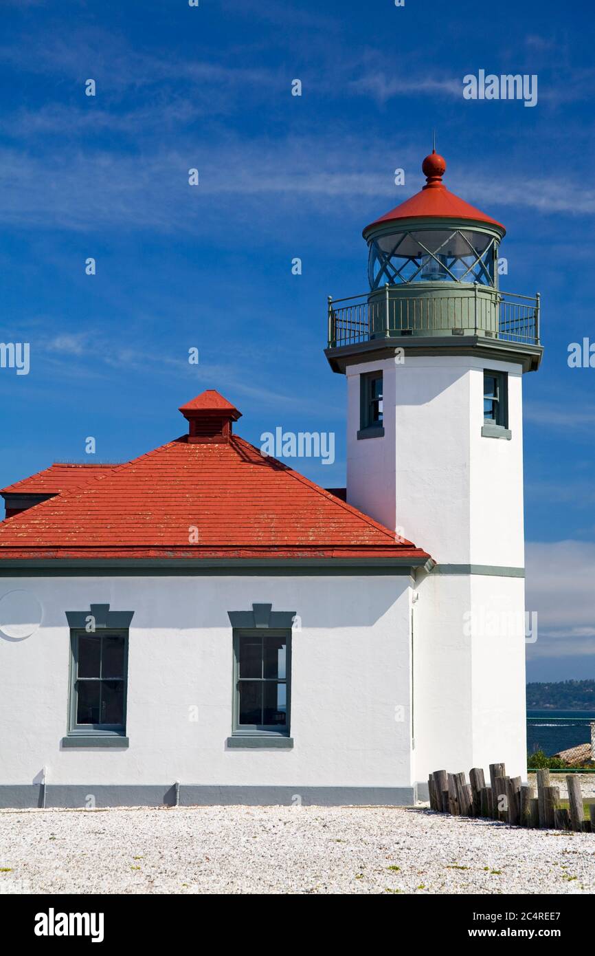 Alki Point Lighthouse, West Seattle District, Seattle, Washington State, USA Stock Photo