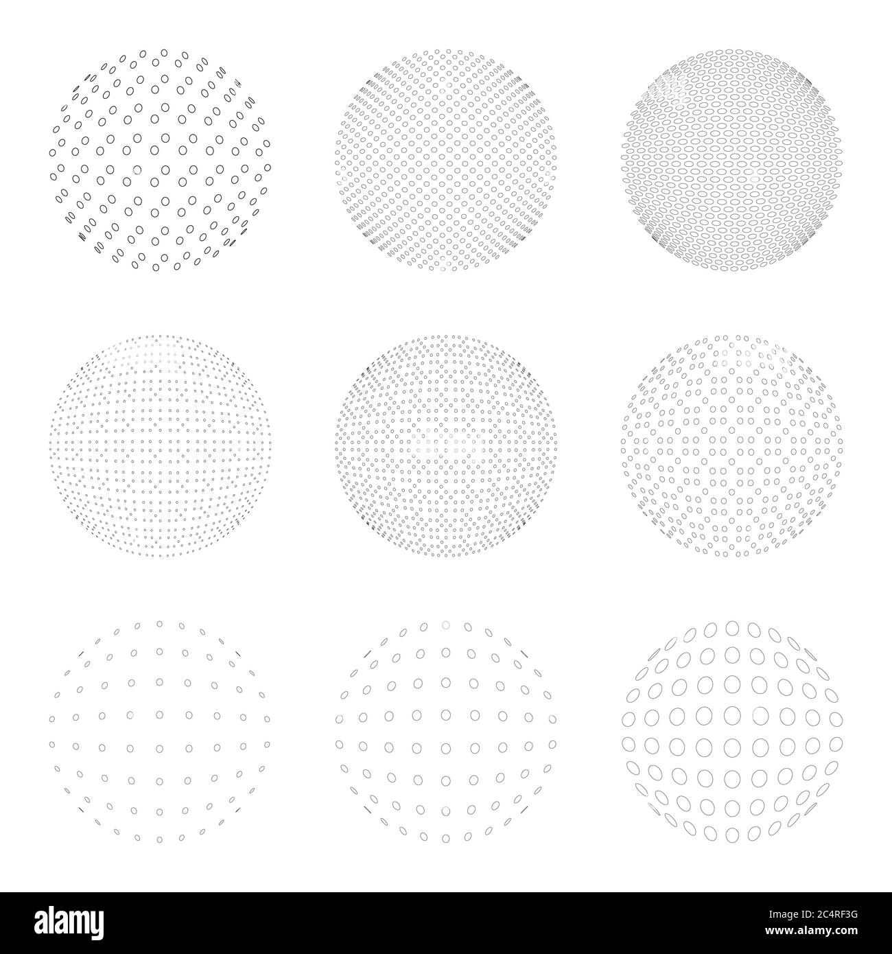 Set of Halftone circles isolated on the white background.Collection of ...