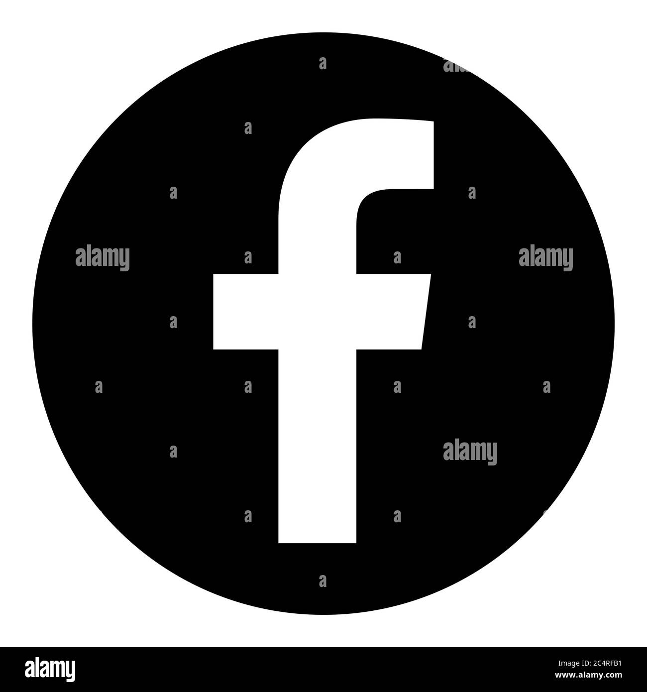 VORONEZH, RUSSIA - NOVEMBER 21, 2019: Facebook logo round icon in black color Stock Vector