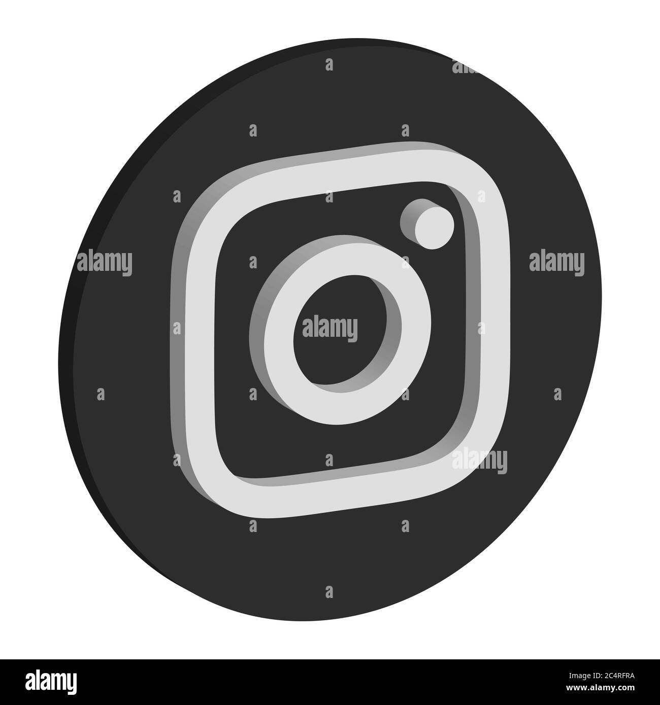VORONEZH, RUSSIA - NOVEMBER 21, 2019: Instagram logo isometric round icon in black color Stock Vector