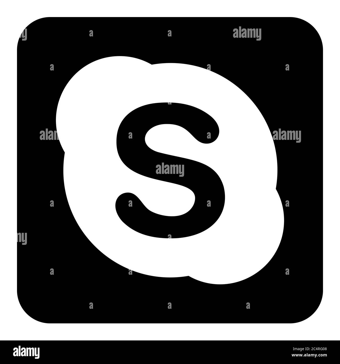 VORONEZH, RUSSIA - NOVEMBER 21, 2019: Skype logo square icon in black color Stock Vector