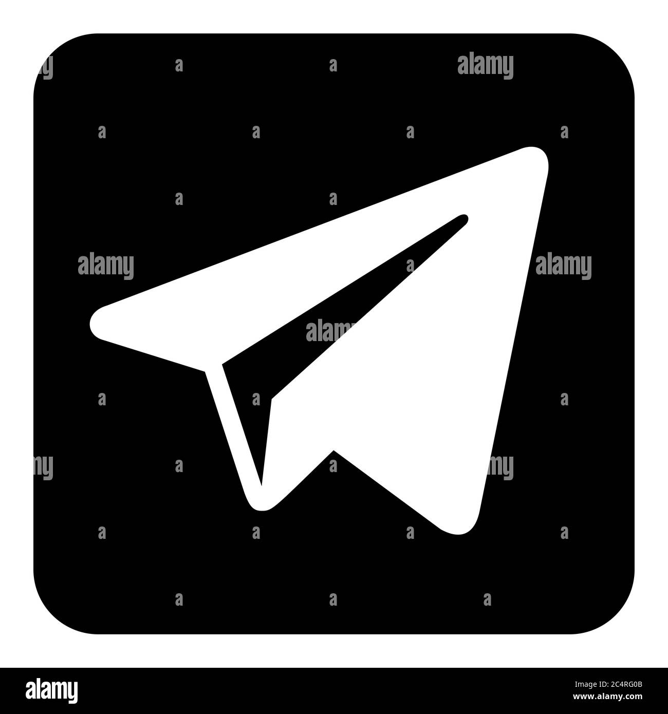 VORONEZH, RUSSIA - NOVEMBER 21, 2019: Telegram logo square icon in black color Stock Vector