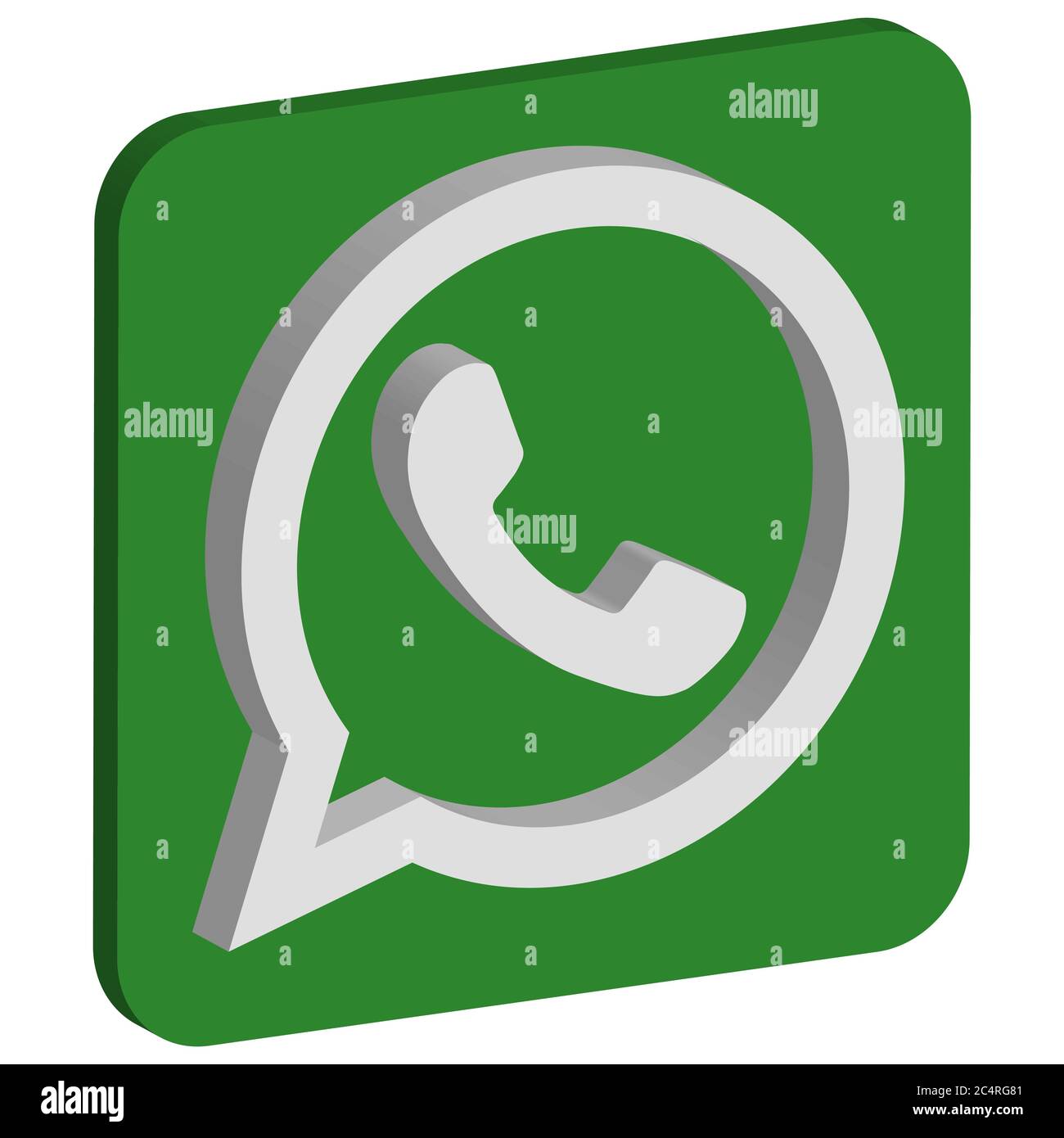 VORONEZH, RUSSIA - NOVEMBER 21, 2019: WhatsApp logo isometric square icon in green color Stock Vector