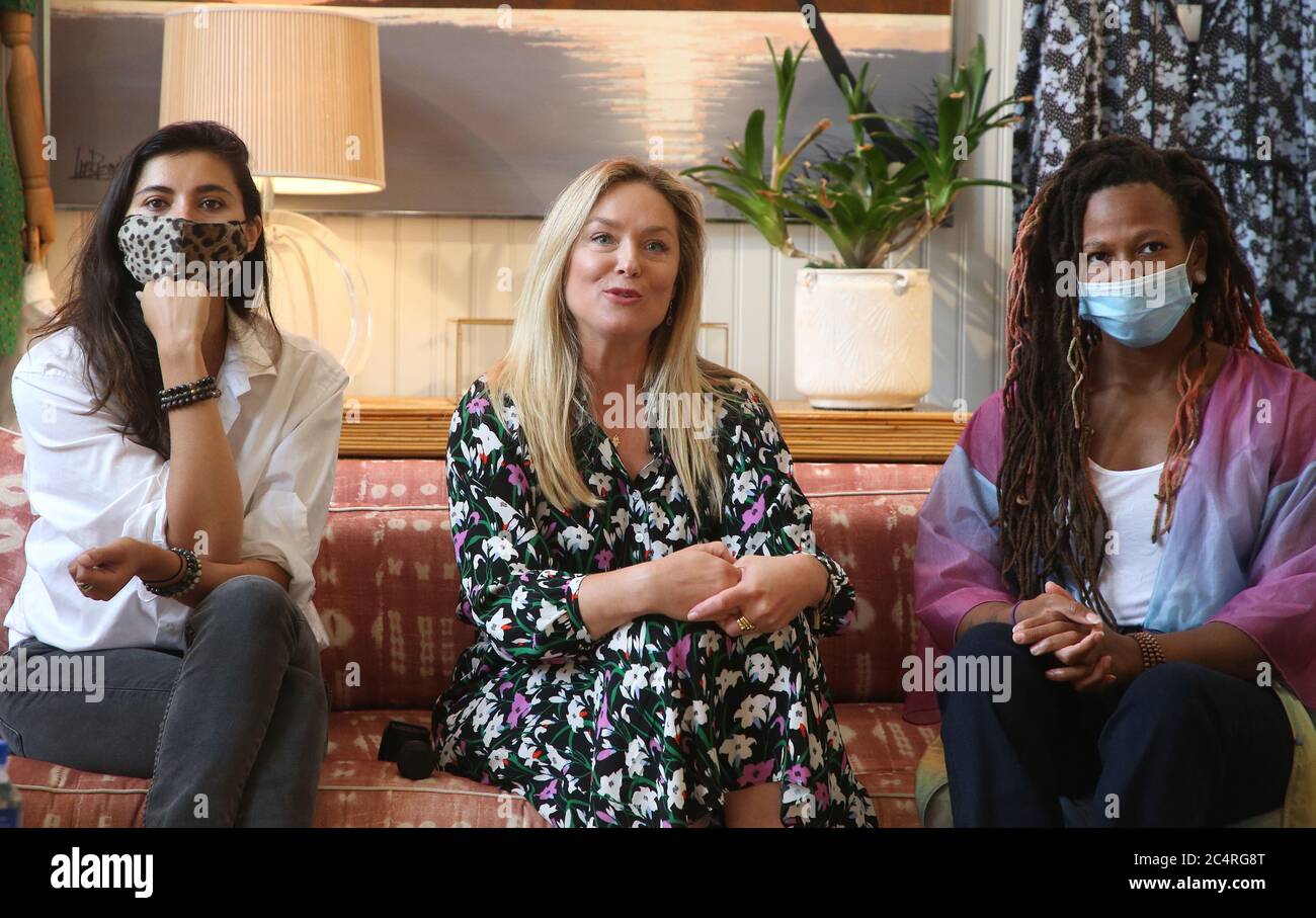 Pacific Palisades, Ca. 28th June, 2020. Gabriella Wright, Elisabeth Rohm, Rebecca Watson, at Elisabeth Rohm ihosts a RESPECT TALK on How To Cultivate More Bliss in Today's World at Veronica Beard in Pacific Palisades California on June 28, 2020. Credit: Faye Sadou/Media Punch/Alamy Live News Stock Photo