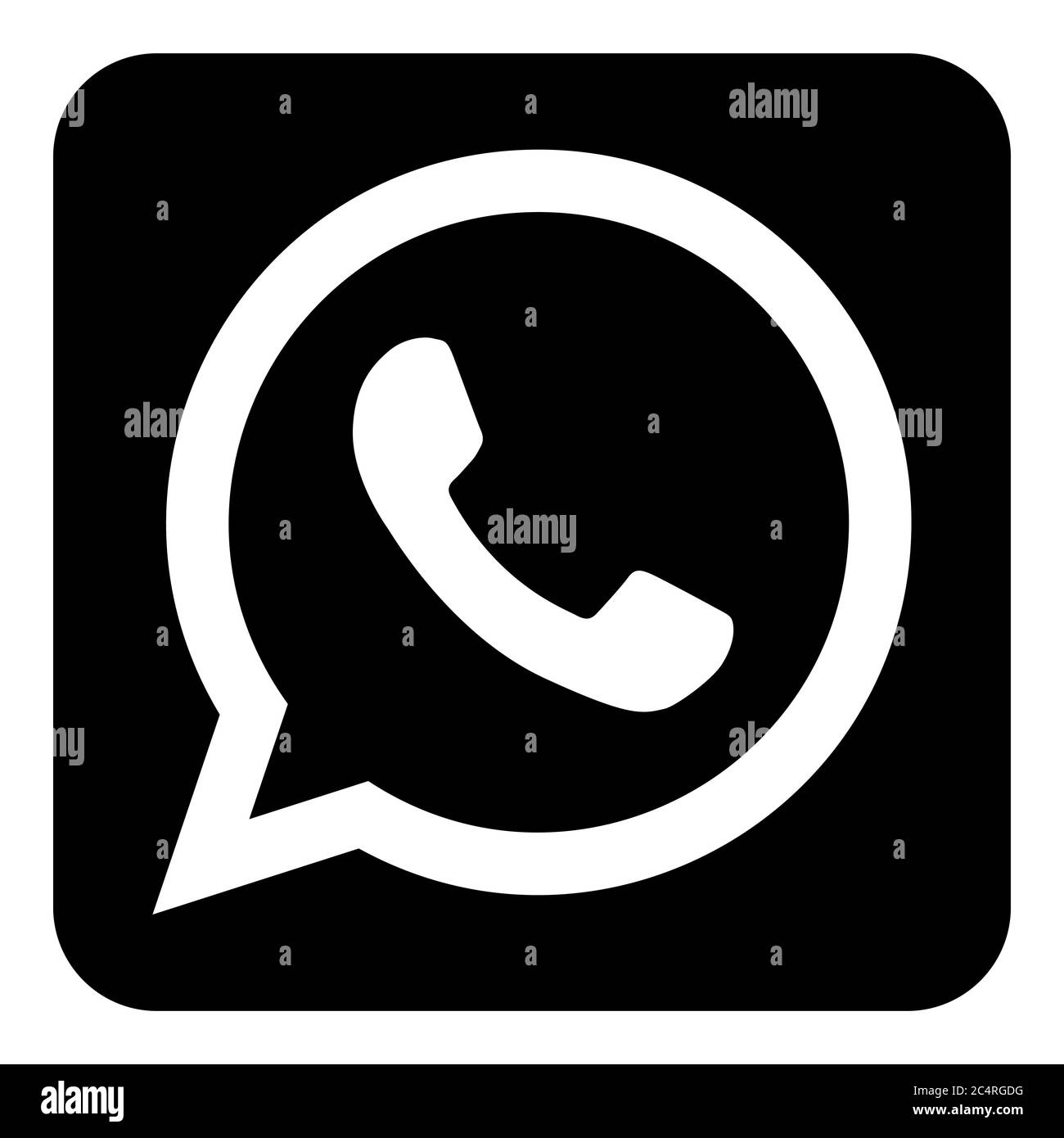 VORONEZH, RUSSIA - NOVEMBER 21, 2019: WhatsApp logo square icon in black color Stock Vector