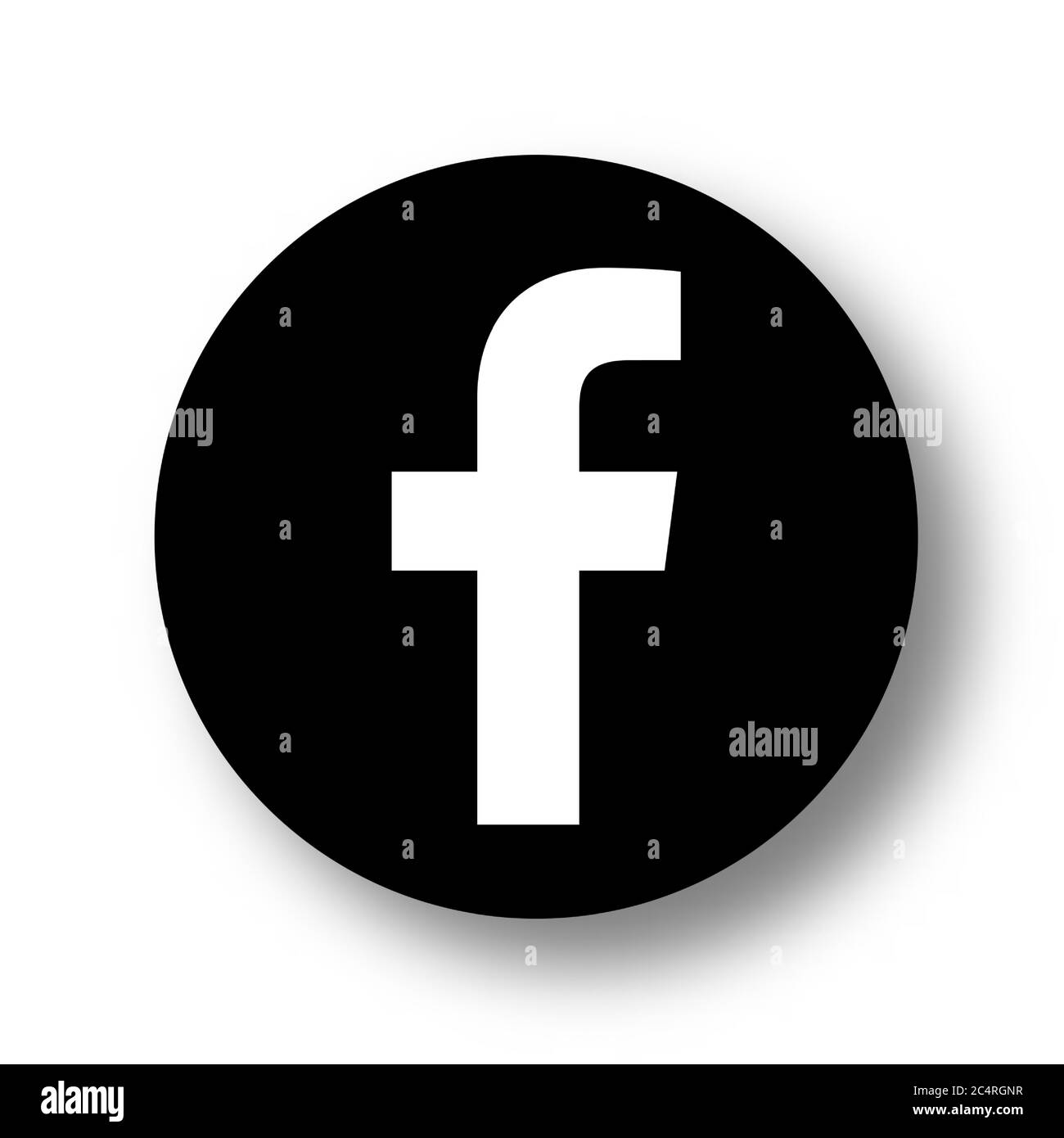 VORONEZH, RUSSIA - JANUARY 31, 2020: Facebook logo black round icon with soft shadow Stock Vector