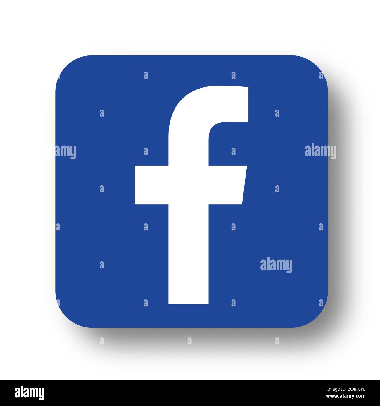 VORONEZH, RUSSIA - JANUARY 31, 2020: Facebook logo blue square icon with soft shadow Stock Vector