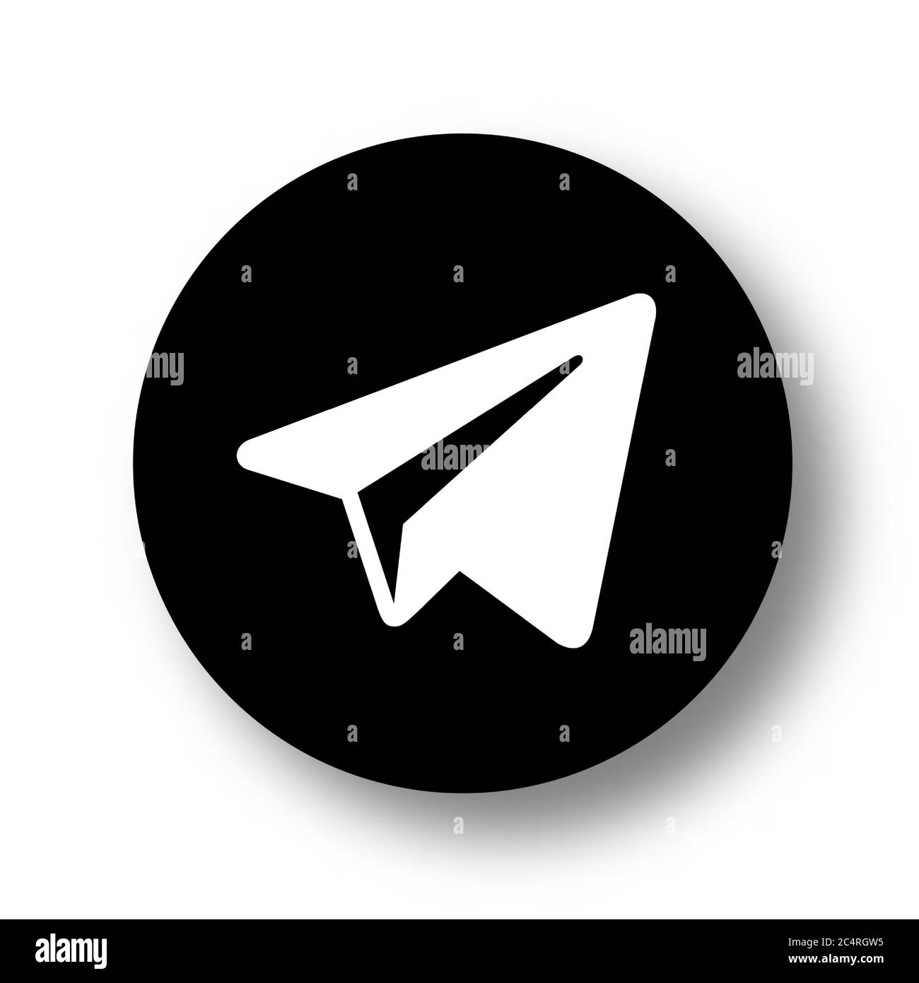 VORONEZH, RUSSIA - JANUARY 31, 2020: Telegram logo black round icon with soft shadow Stock Vector