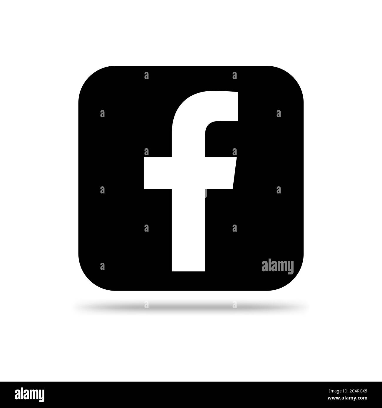 VORONEZH, RUSSIA - JANUARY 31, 2020: Facebook logo black square icon with shadow Stock Vector