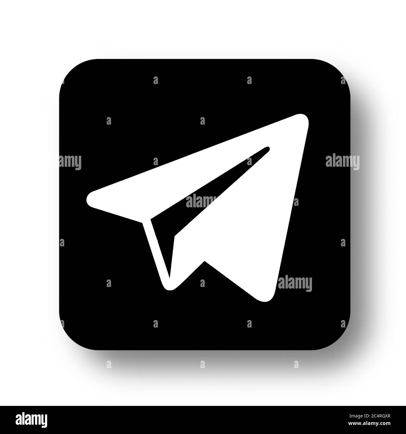 VORONEZH, RUSSIA - JANUARY 31, 2020: Telegram logo black square icon with soft shadow Stock Vector
