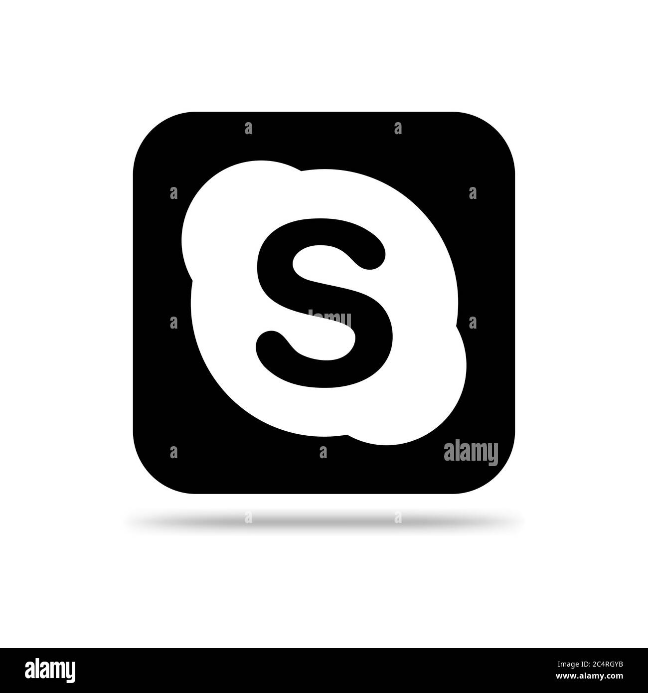 VORONEZH, RUSSIA - JANUARY 31, 2020: Skype logo black square icon with shadow Stock Vector