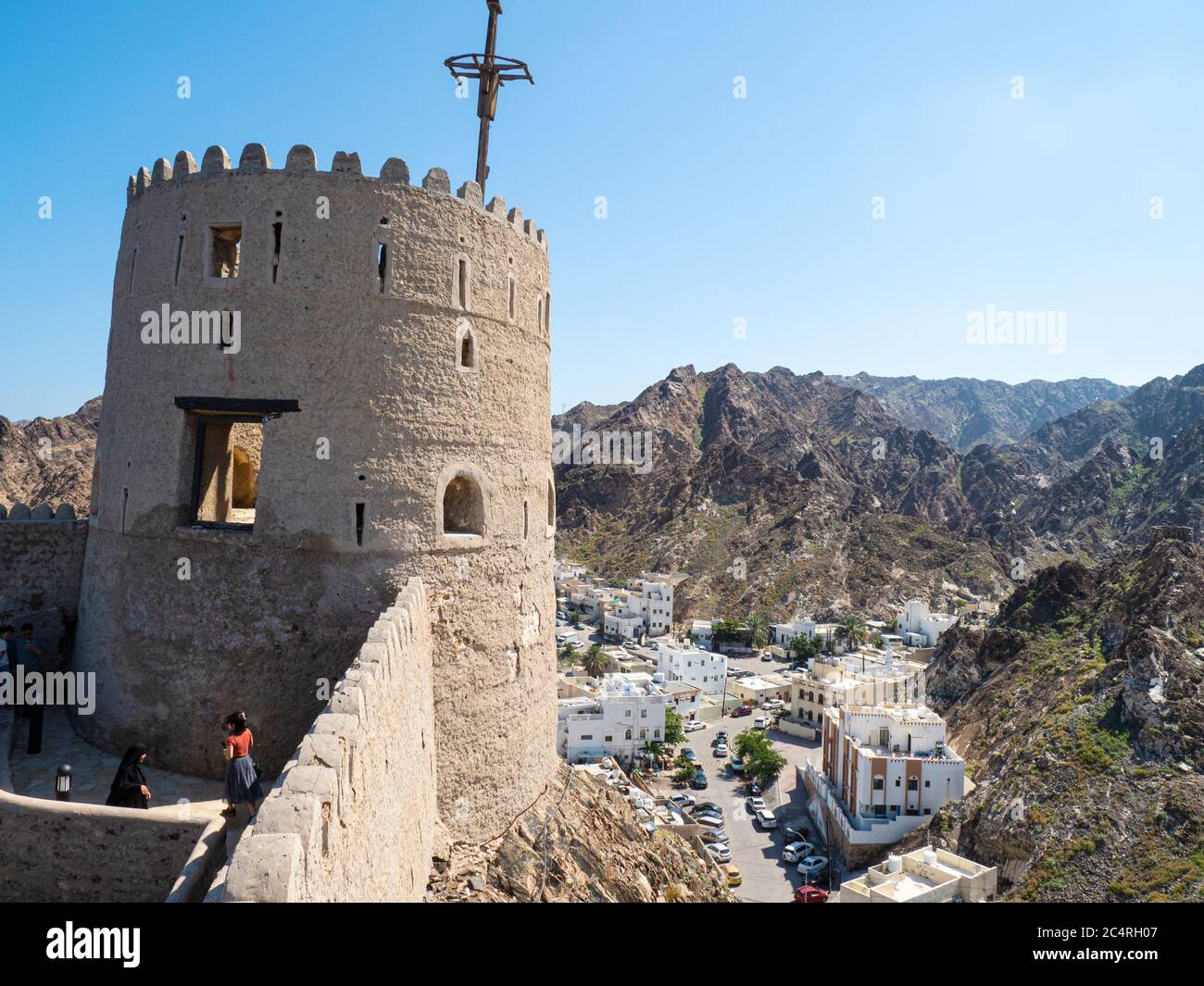 View of the city from the fort in Muttrah, Muscat, Sultanate of Oman. Stock Photo