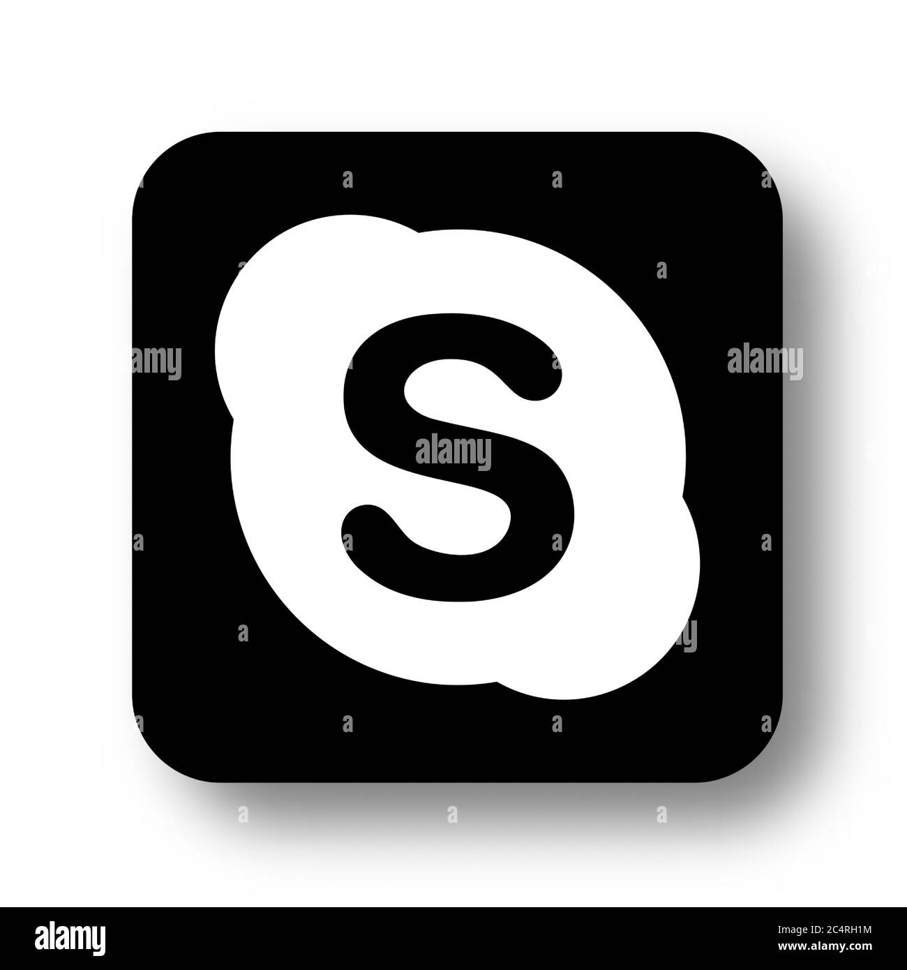 VORONEZH, RUSSIA - JANUARY 31, 2020: Skype logo black square icon with soft shadow Stock Vector