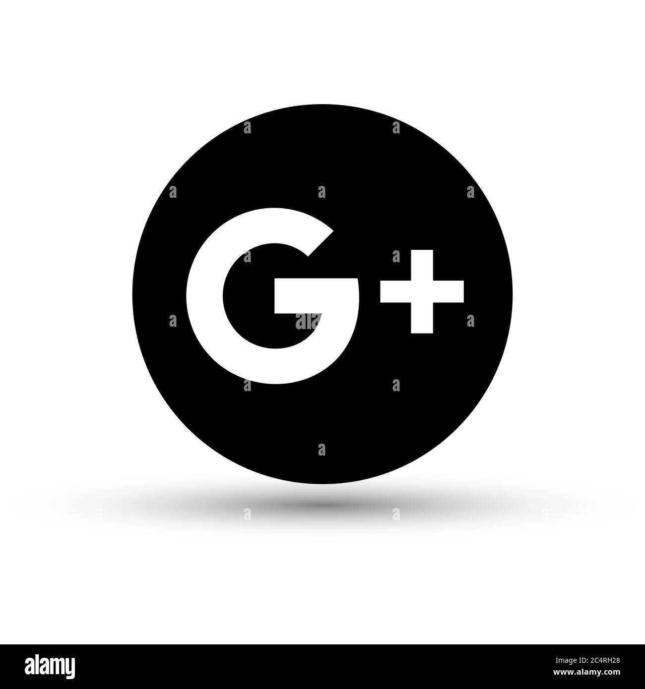 VORONEZH, RUSSIA - JANUARY 31, 2020: Google Plus logo black round icon with shadow Stock Vector