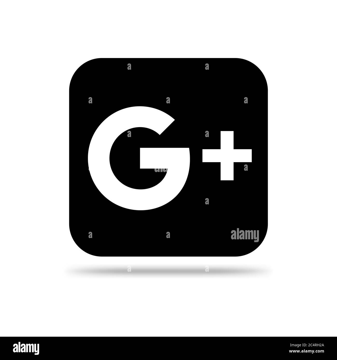 VORONEZH, RUSSIA - JANUARY 31, 2020: Google Plus logo black square icon with shadow Stock Vector