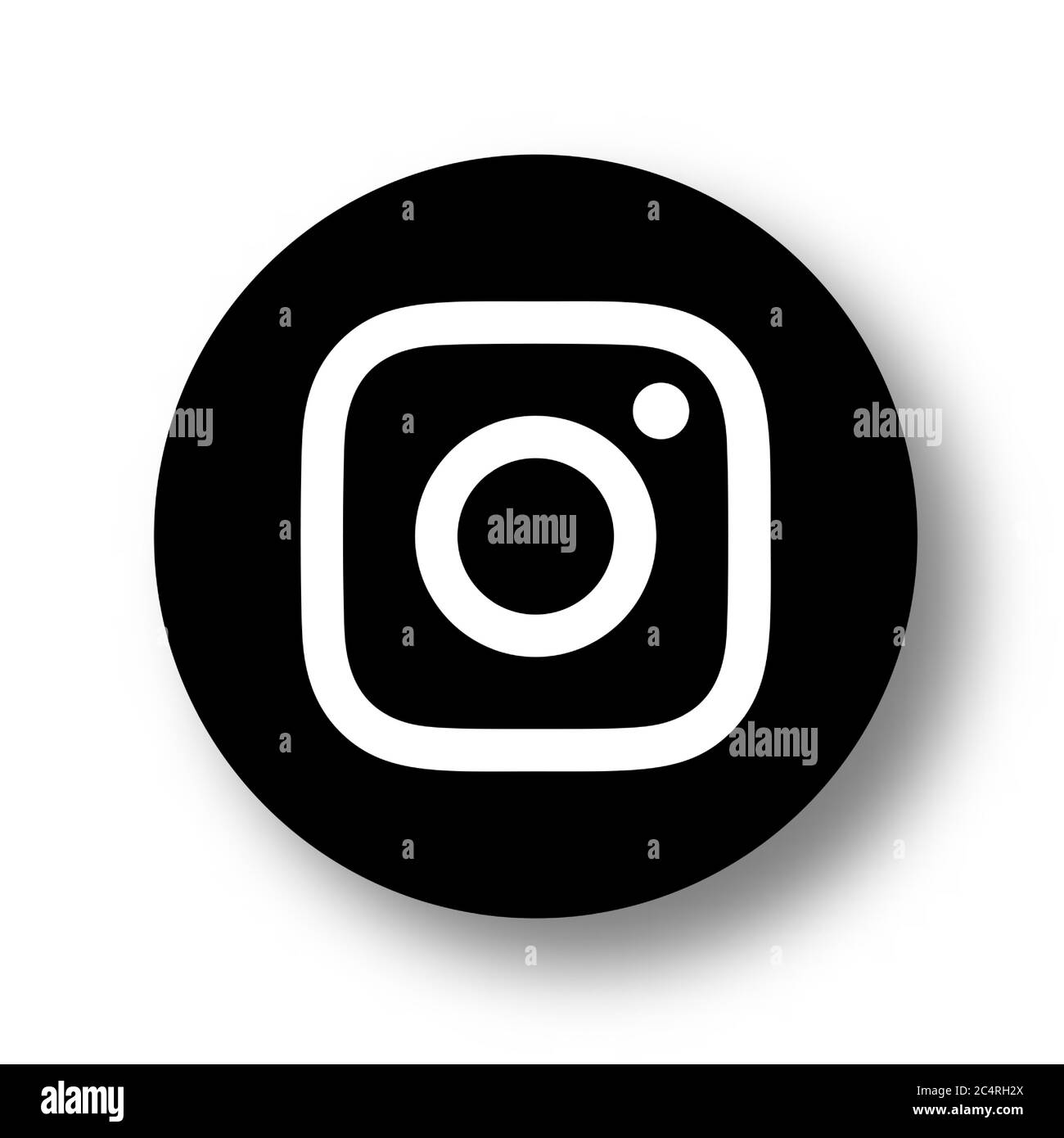 VORONEZH, RUSSIA - JANUARY 31, 2020: Instagram logo black round icon with soft shadow Stock Vector