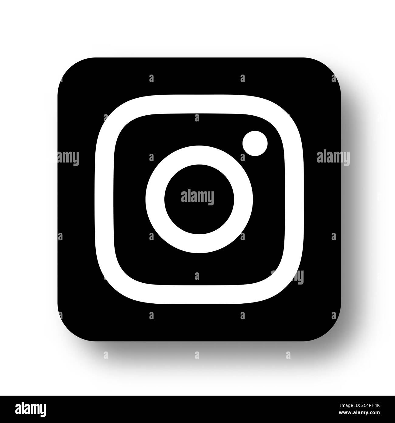 VORONEZH, RUSSIA - JANUARY 31, 2020: Instagram logo black square icon with soft shadow Stock Vector