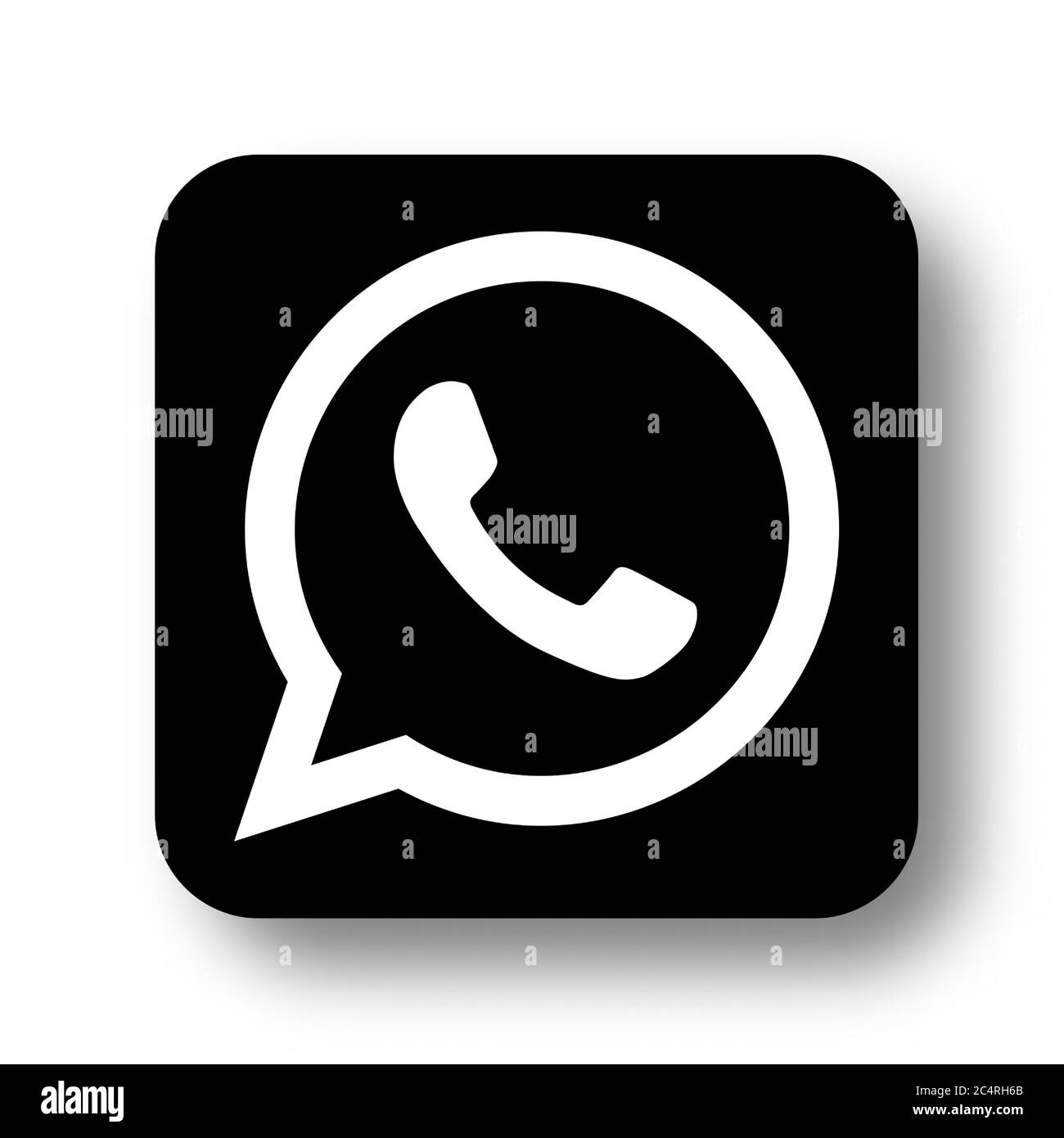 VORONEZH, RUSSIA - JANUARY 31, 2020: Whatsapp logo black square icon with soft shadow Stock Vector
