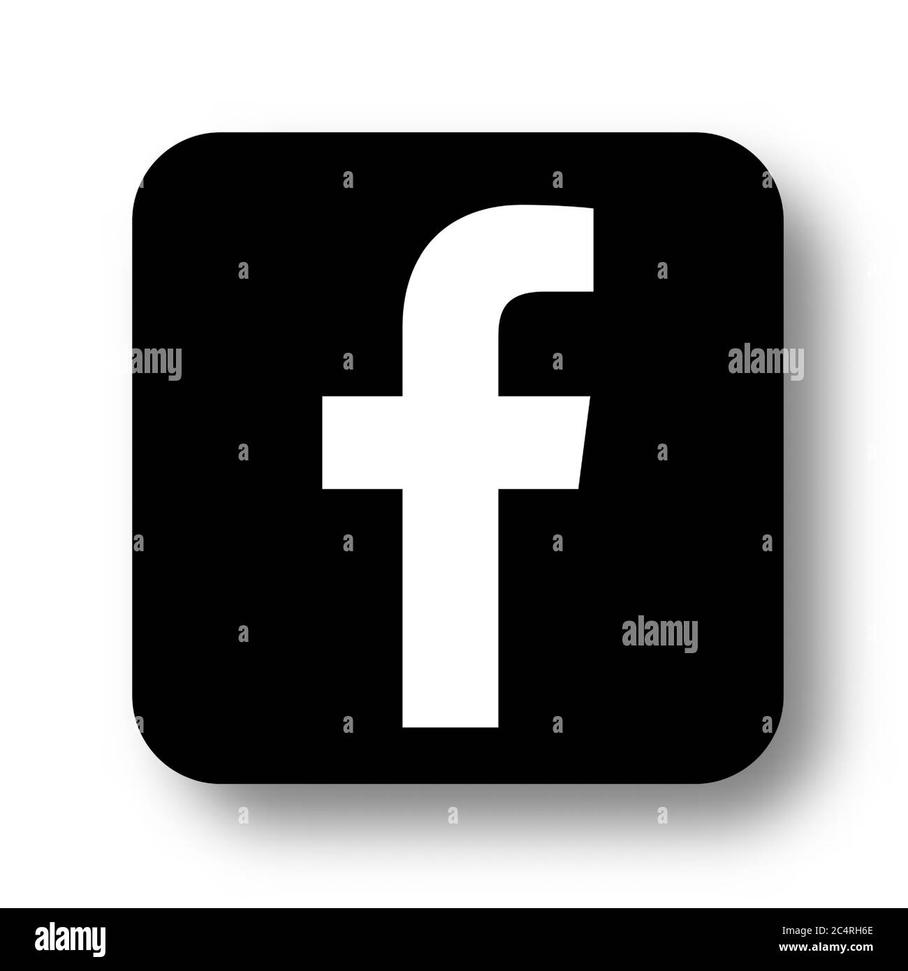 VORONEZH, RUSSIA - JANUARY 31, 2020: Facebook logo black square icon with soft shadow Stock Vector