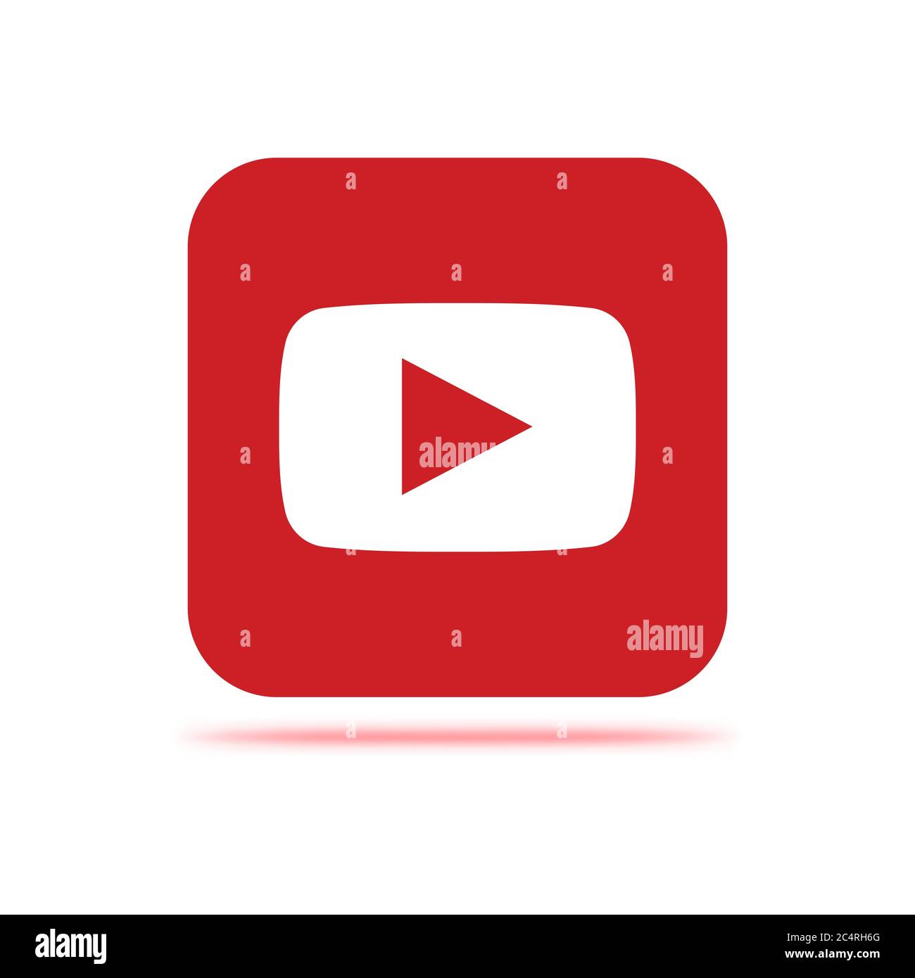 VORONEZH, RUSSIA - JANUARY 31, 2020: Youtube logo red square icon with shadow Stock Vector