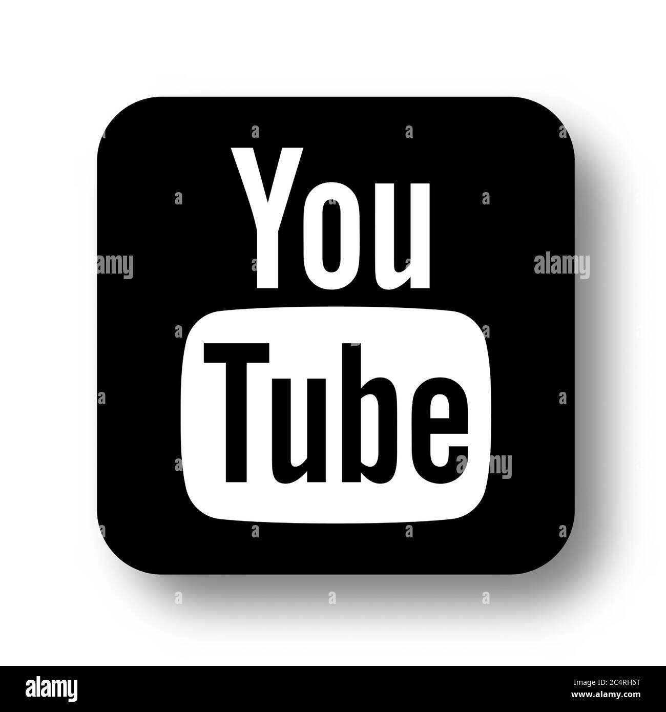 VORONEZH, RUSSIA - JANUARY 31, 2020: Youtube logo black square icon with soft shadow Stock Vector