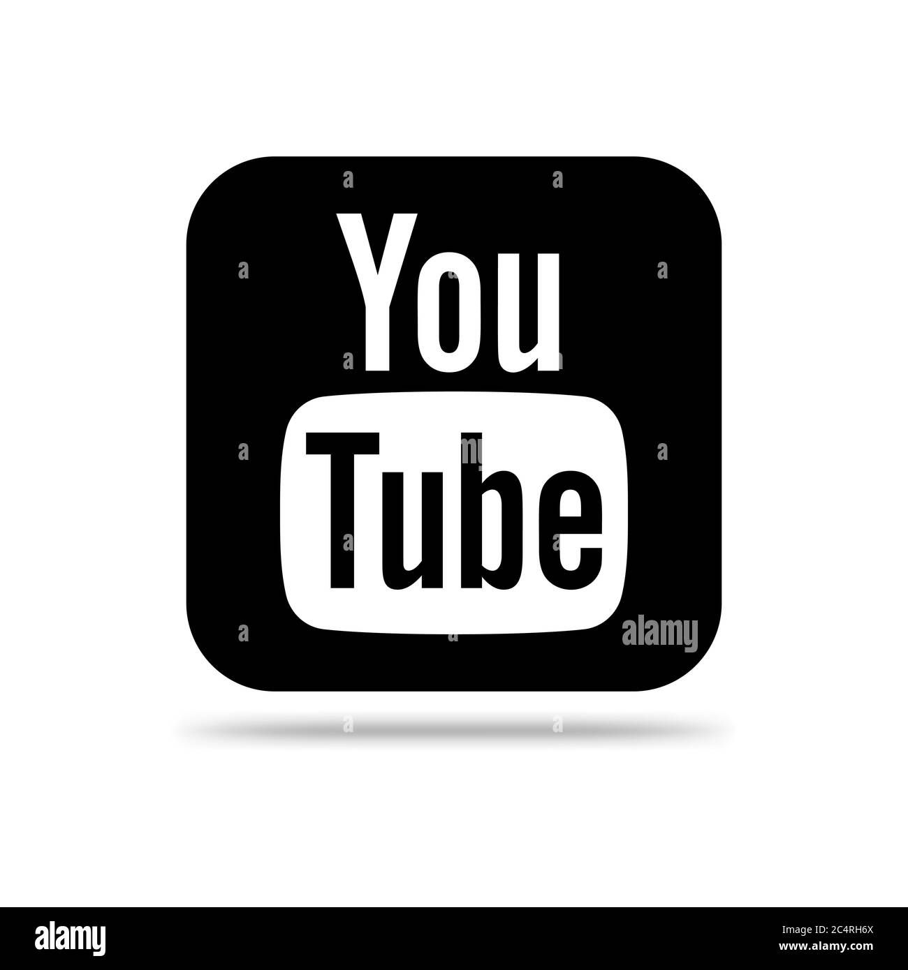 VORONEZH, RUSSIA - JANUARY 31, 2020: Youtube logo black square icon with shadow Stock Vector