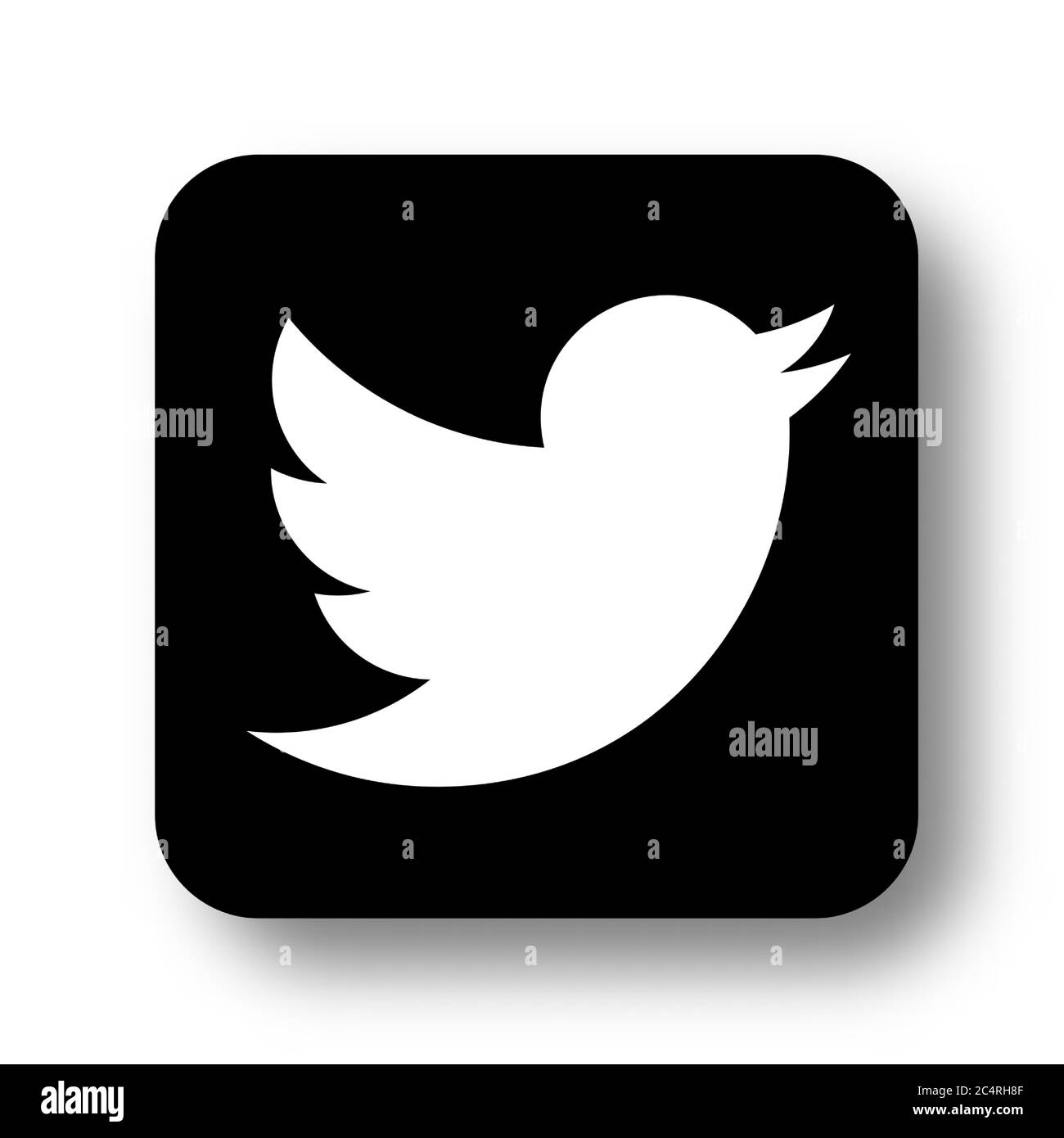 VORONEZH, RUSSIA - JANUARY 31, 2020: Twitter logo black square icon with soft shadow Stock Vector