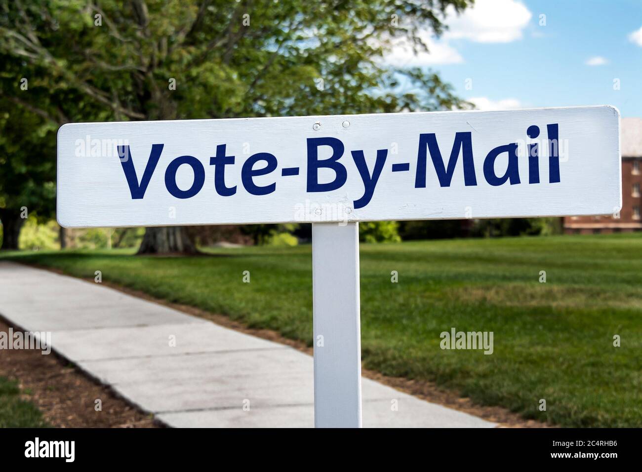 Sign encourages voting by mail. Stock Photo