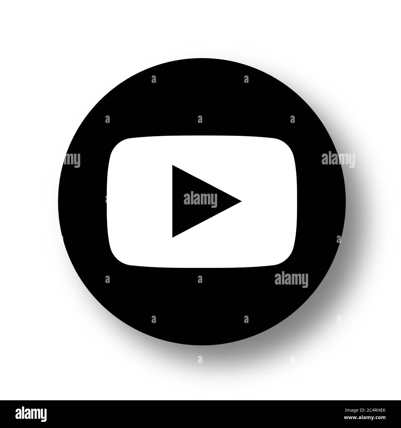 VORONEZH, RUSSIA - JANUARY 31, 2020: Youtube logo black round icon with soft shadow Stock Vector