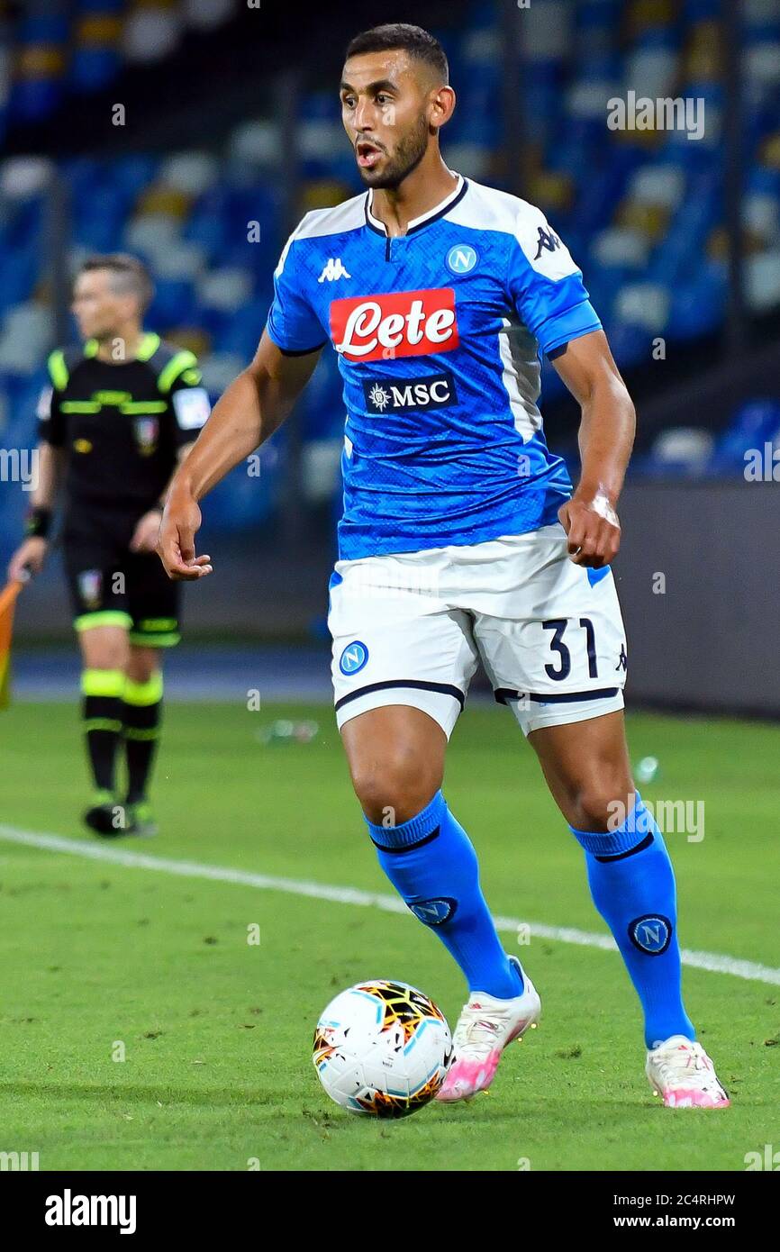 NAPLES, ITALY - JUNE 28: Faouzi Ghoulam of Napoli during the serie A league game Napoli v SPAL on June 28, 2020 in Naples, Italy Stock Photo