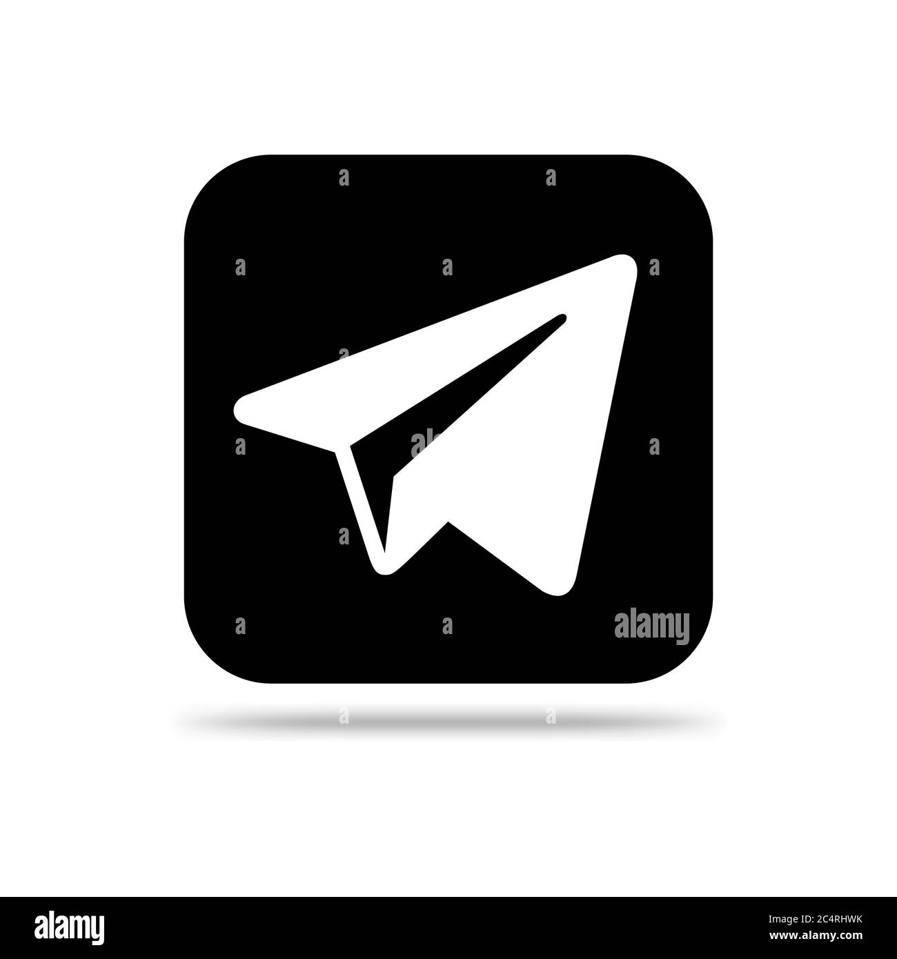 VORONEZH, RUSSIA - JANUARY 31, 2020: Telegram logo black square icon with shadow Stock Vector
