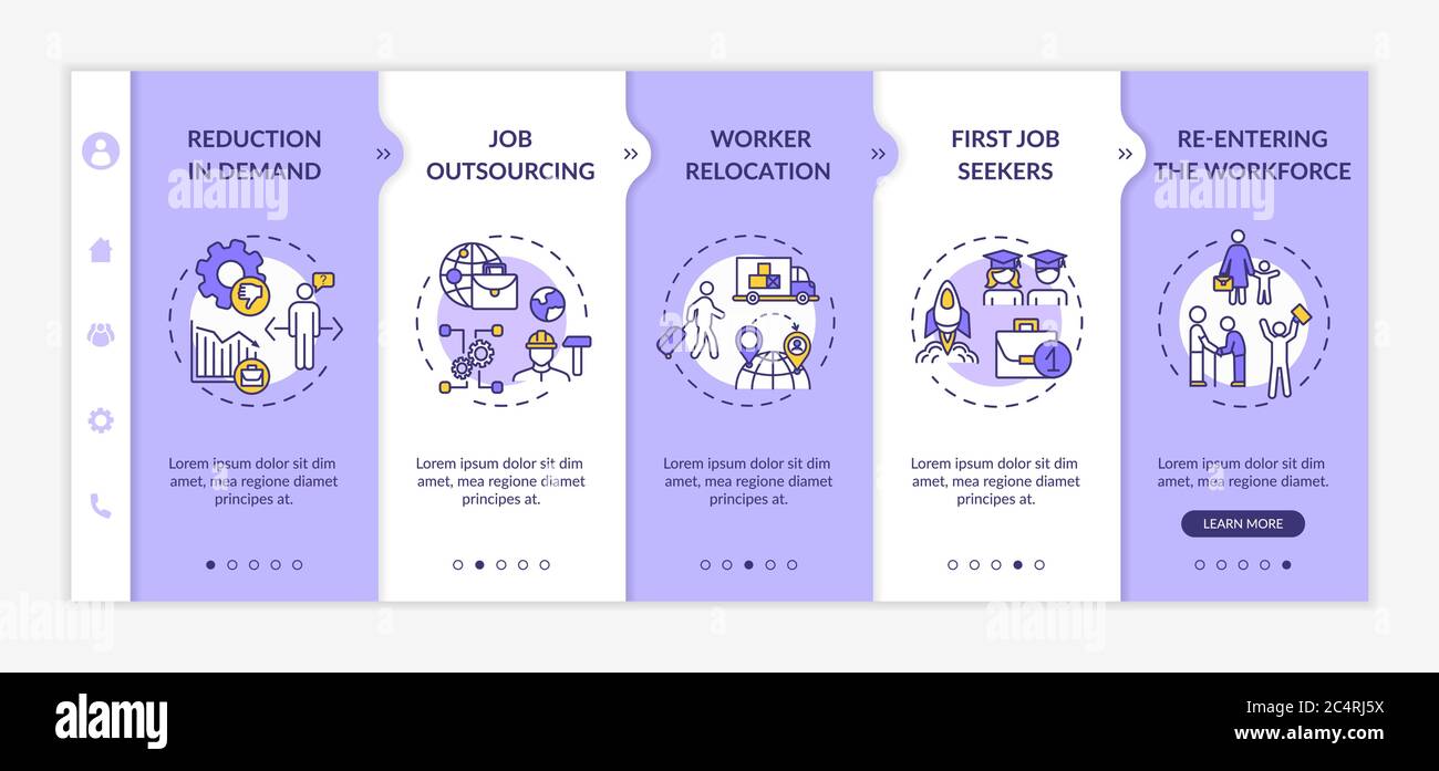 Unemployment causes onboarding vector template Stock Vector