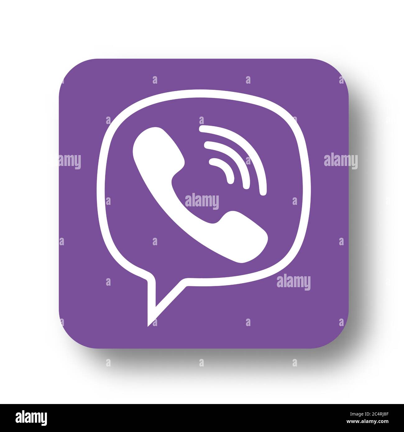 VORONEZH, RUSSIA - JANUARY 31, 2020: Viber logo purple square icon with soft shadow Stock Vector