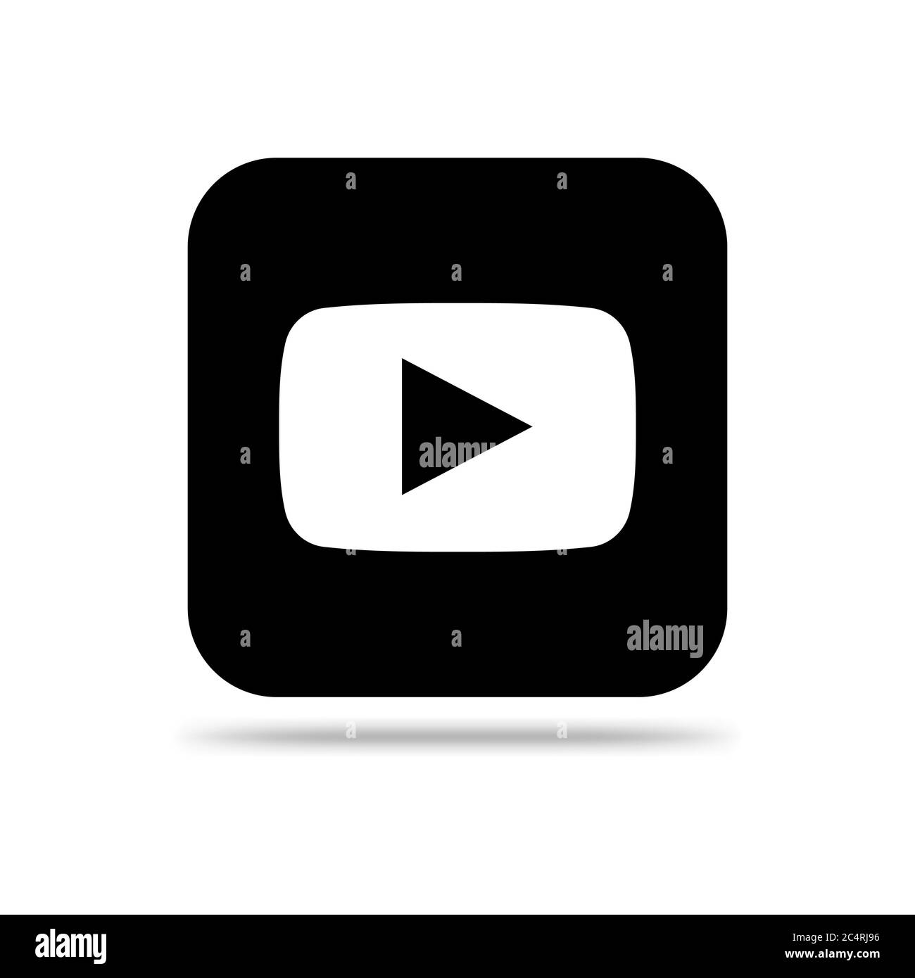 VORONEZH, RUSSIA - JANUARY 31, 2020: Youtube logo black square icon with shadow Stock Vector