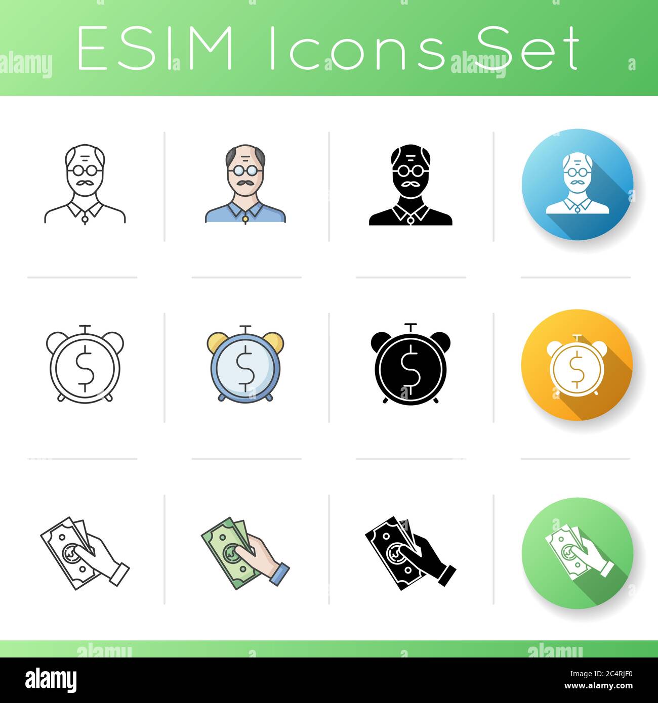 Pesion fund icons set Stock Vector