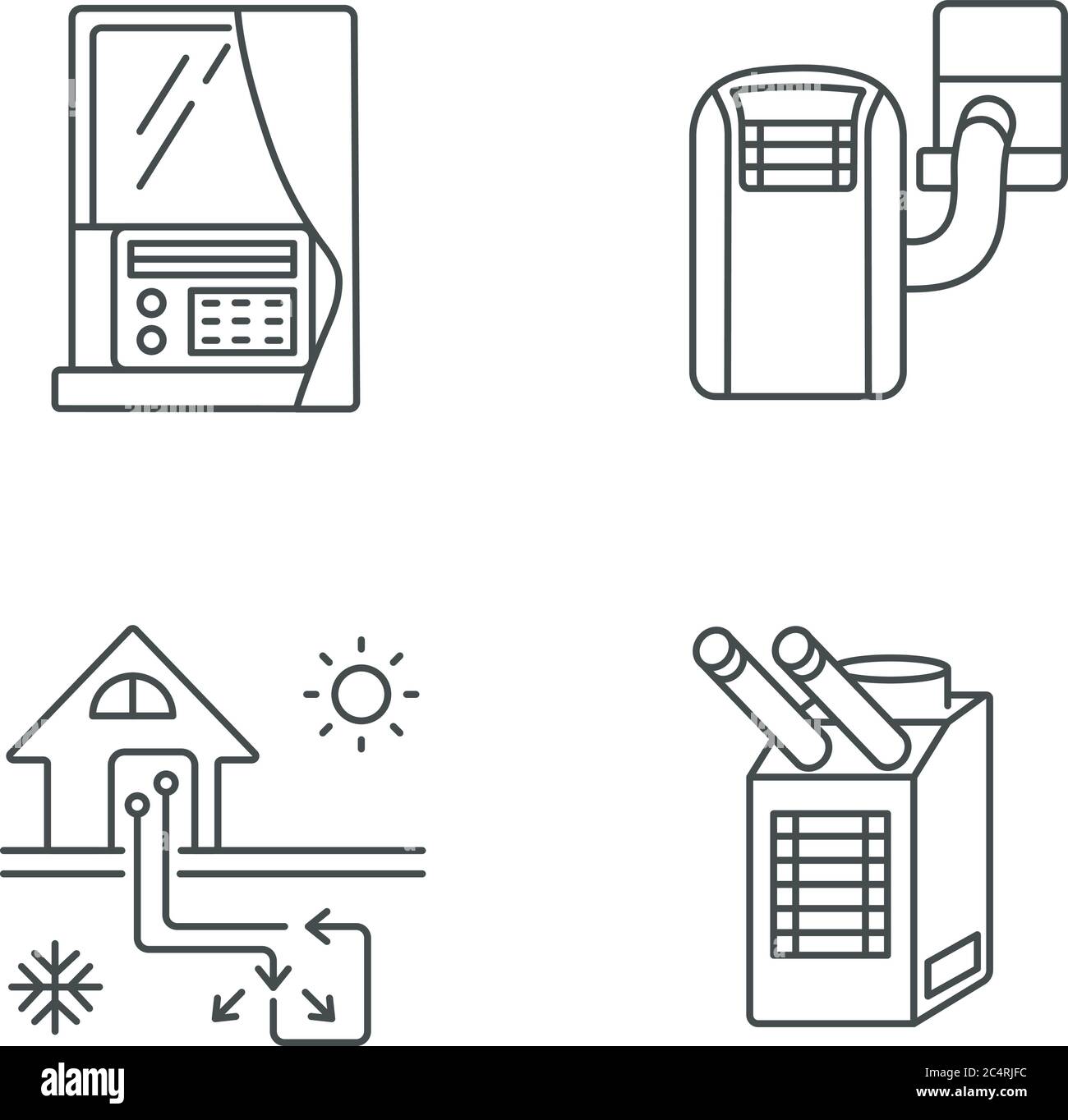 Home conditioning linear icons set Stock Vector